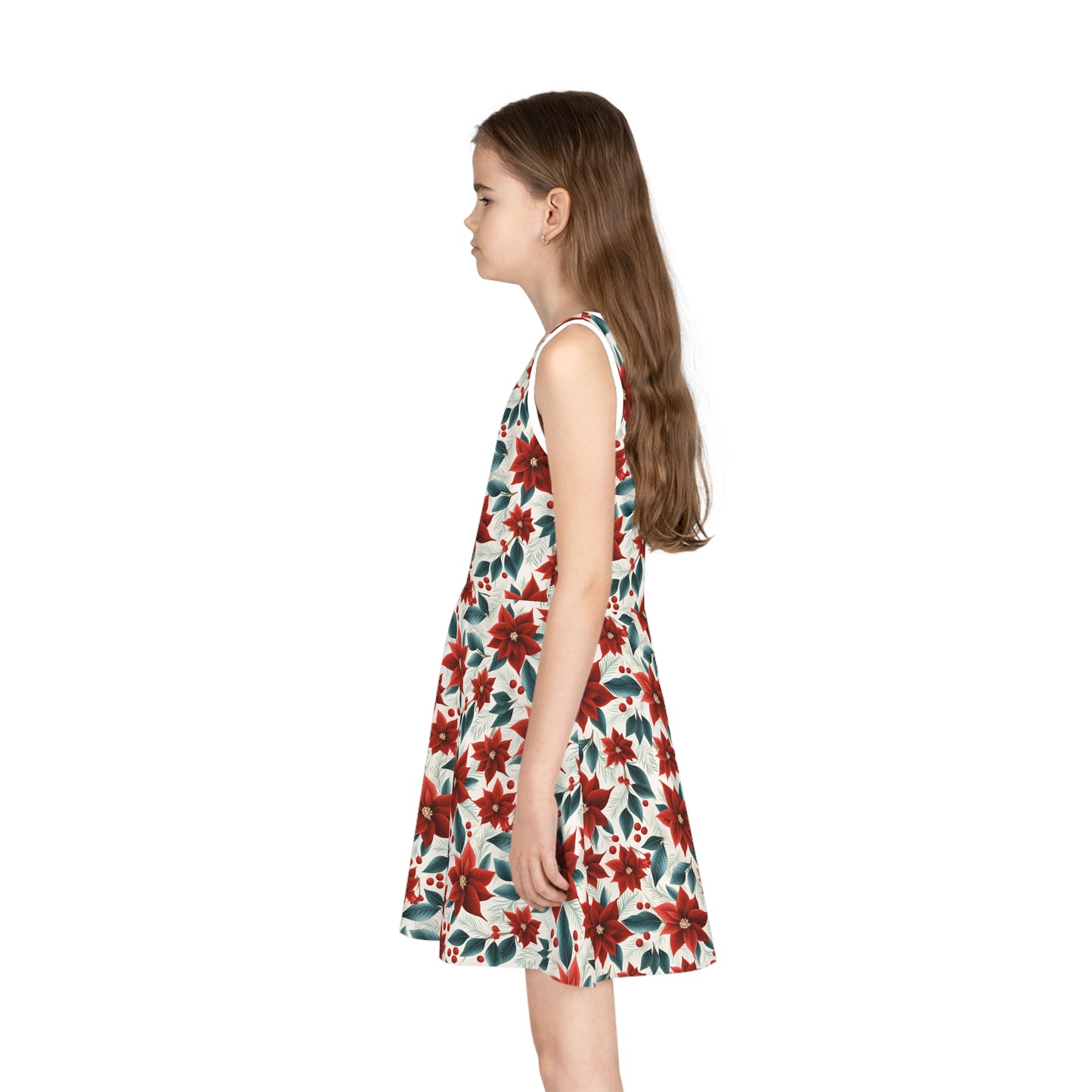 Girls' Sleeveless Sundress Red Poinsettia