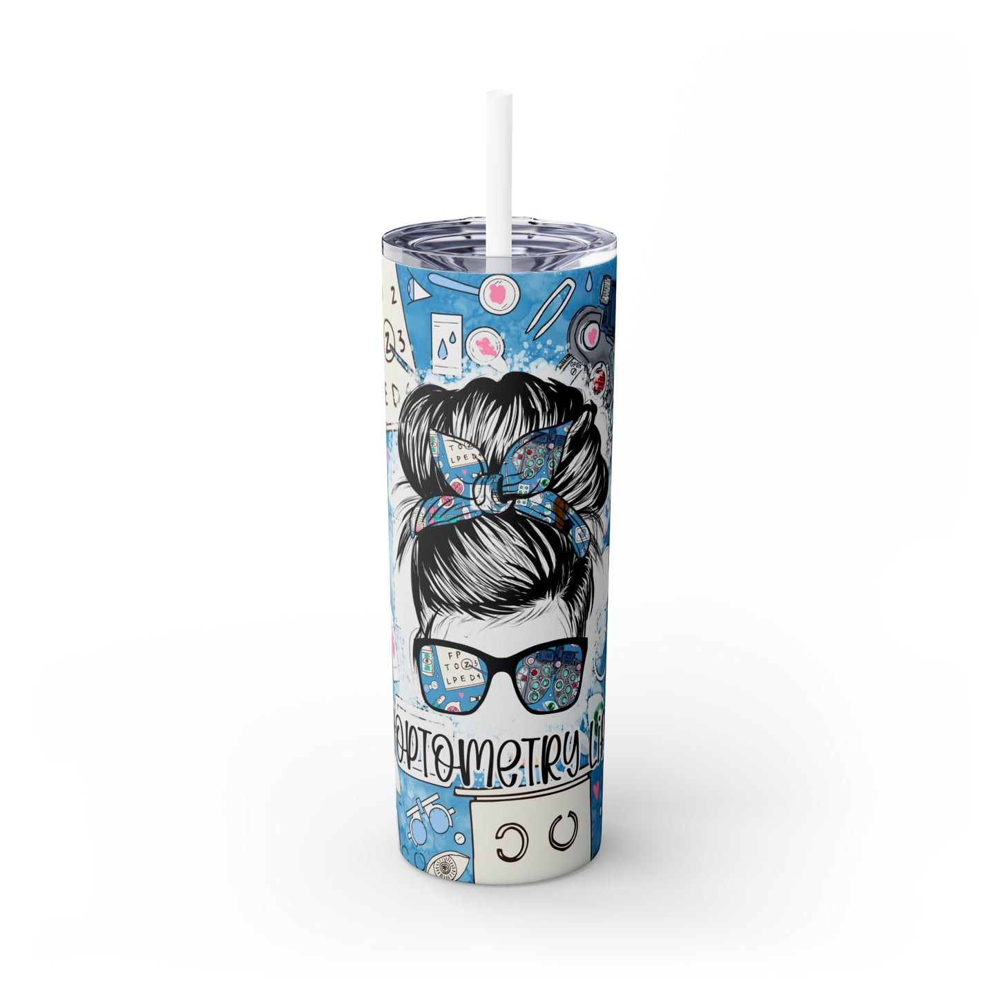 Skinny Tumbler with Straw, 20oz, Optometry