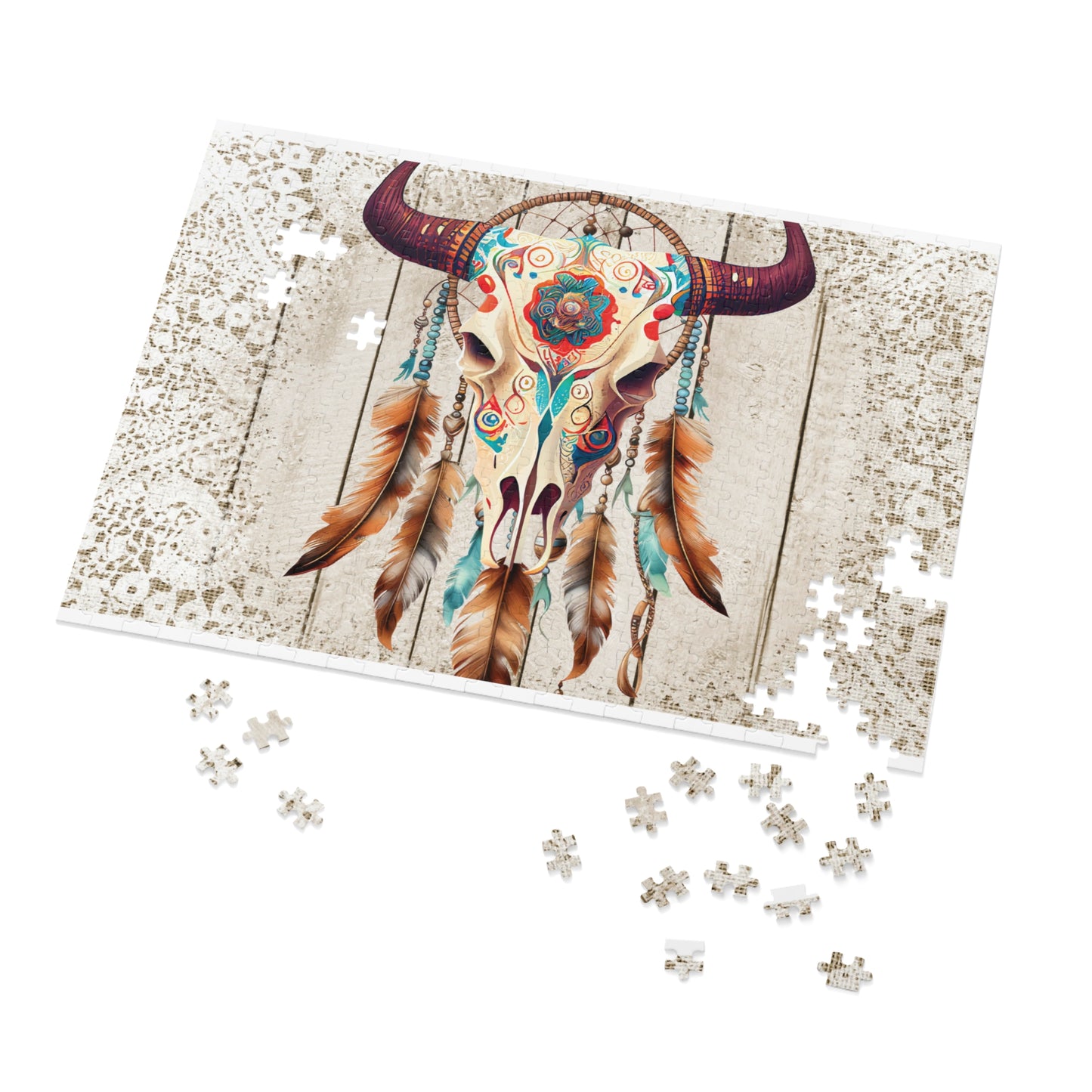 Jigsaw Puzzle, Boho Skull, Personalised/Non-Personalised (30, 110, 252, 500,1000-Piece)