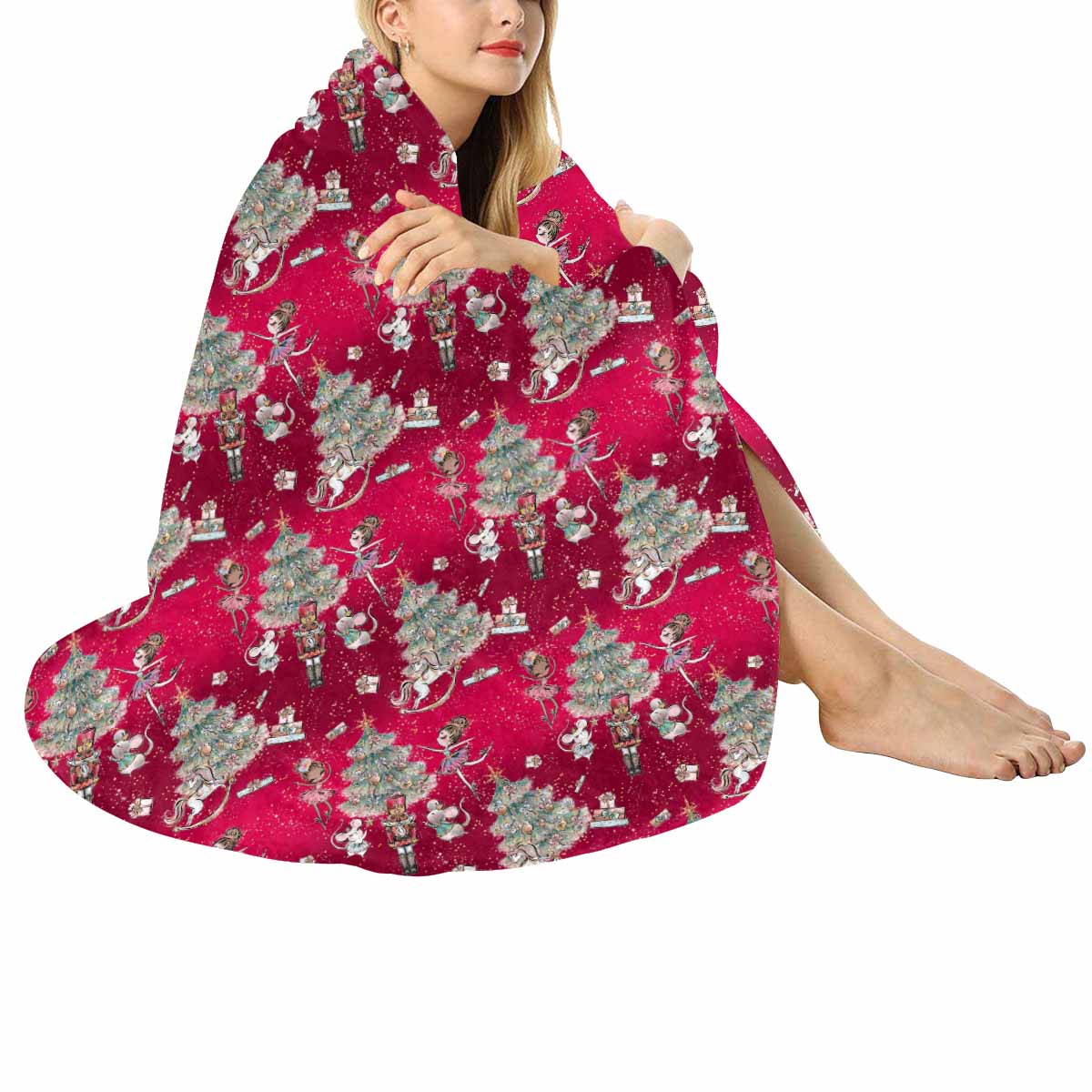 Red Christmas 50  Circular Micro Fleece Blanket 60"