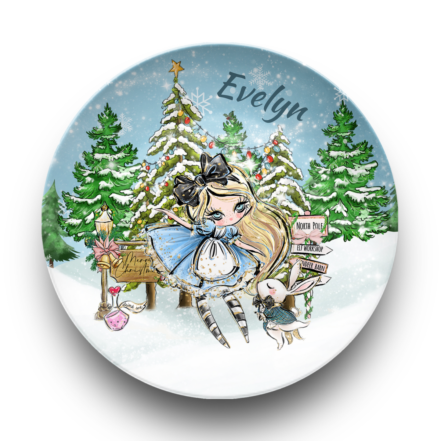 Alice Personalised Christmas Plate