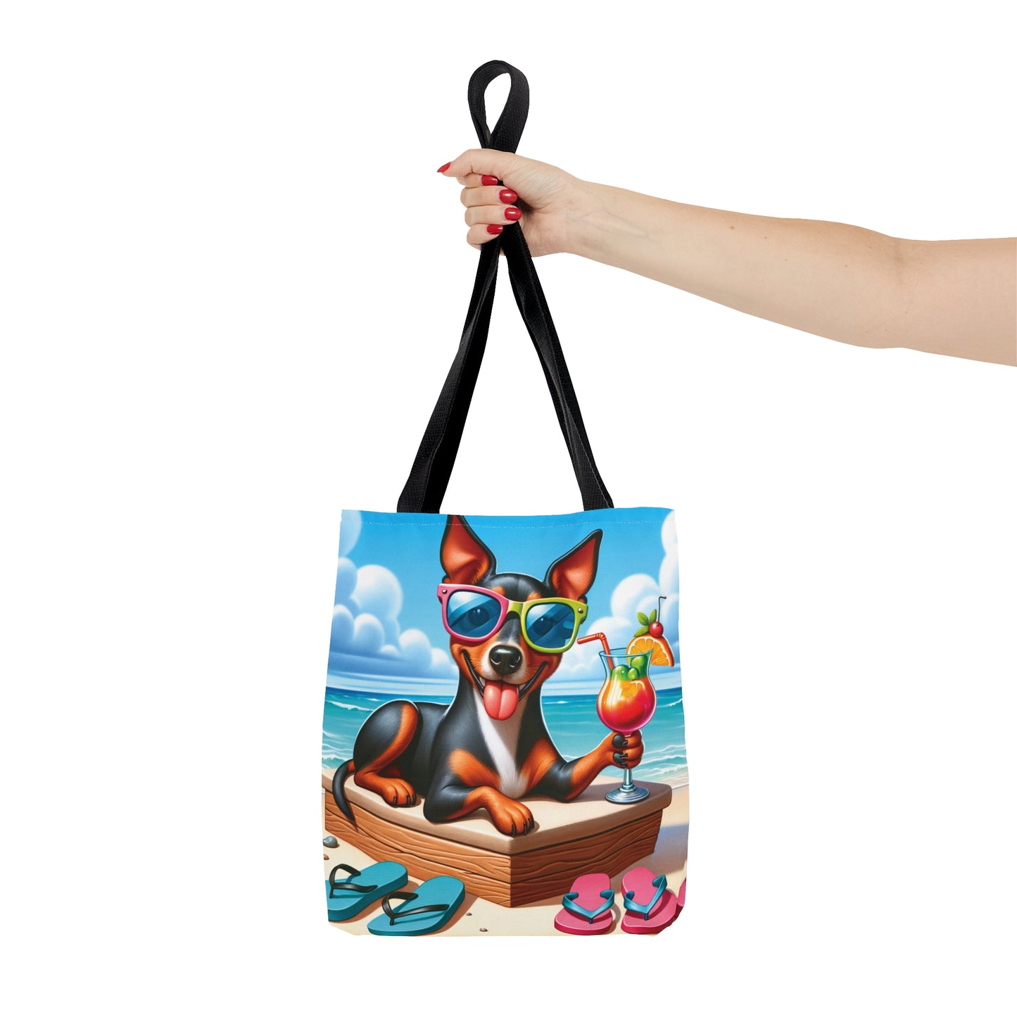 Tote Bag, Dog on Beach, Manchester Terrier, Tote bag, awd-1223