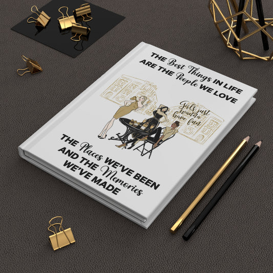 Personalised Hardcover Travel Journal Matte, Black & Gold Girls Just want to have fun, The Best things in Life