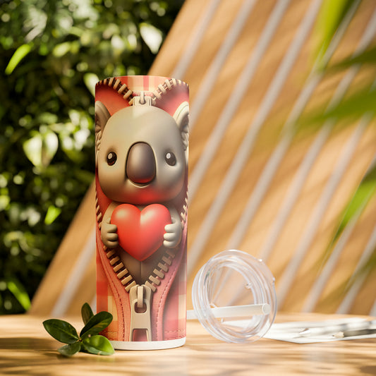 Skinny Tumbler with Straw, 20oz, Koala, Valentines Day