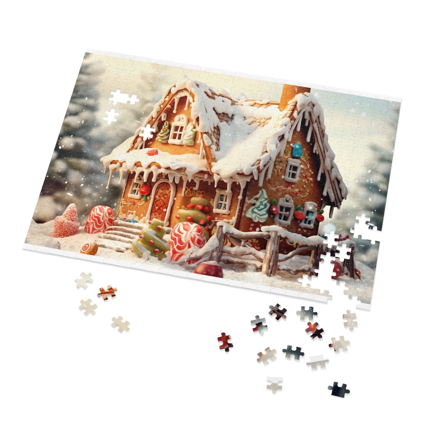 Puzzle, Christmas, Gingerbread House , Personalised/Non-Personalised (30, 110, 252, 500,1000-Piece) awd-615