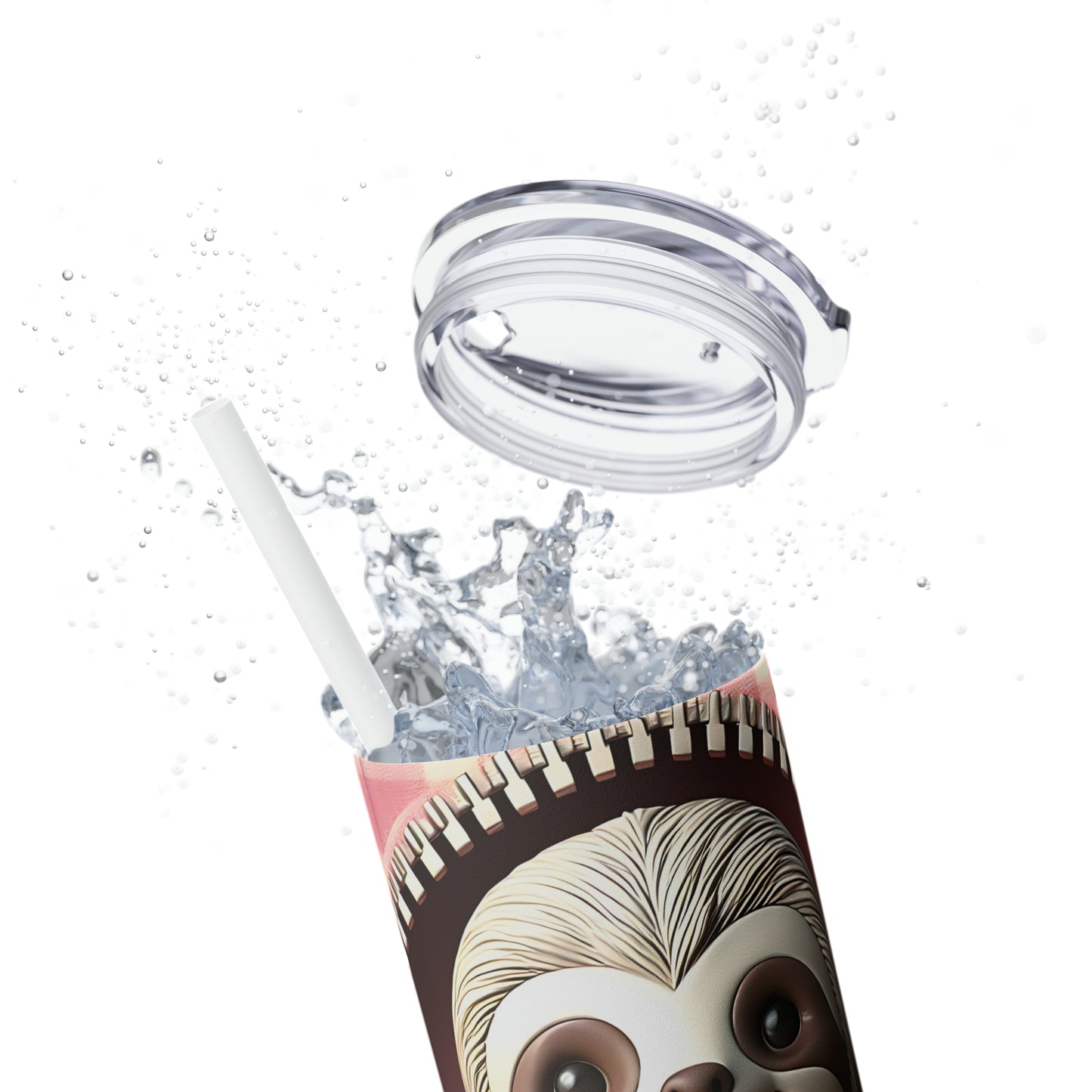 Skinny Tumbler with Straw, 20oz, Sloth, Valentines Day