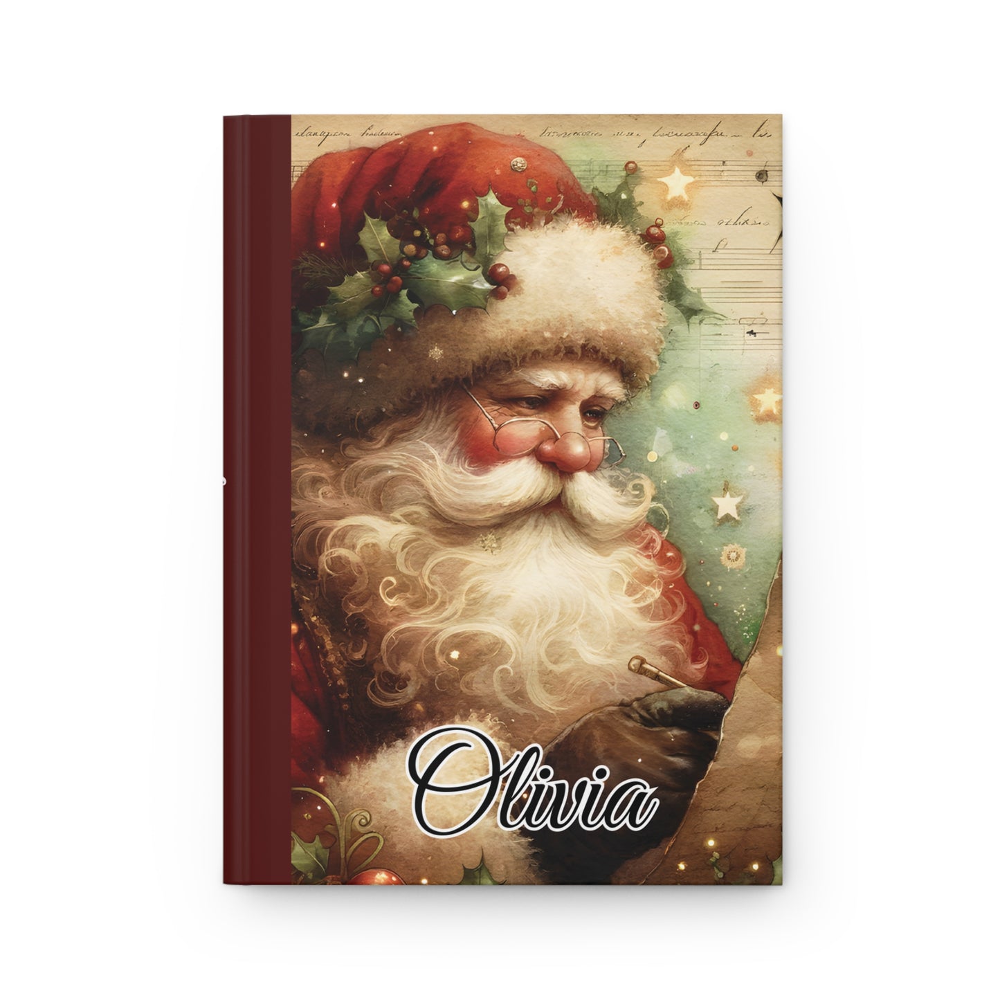 Personalised Hardcover Journal Matte, Christmas, Santa, awd-1481