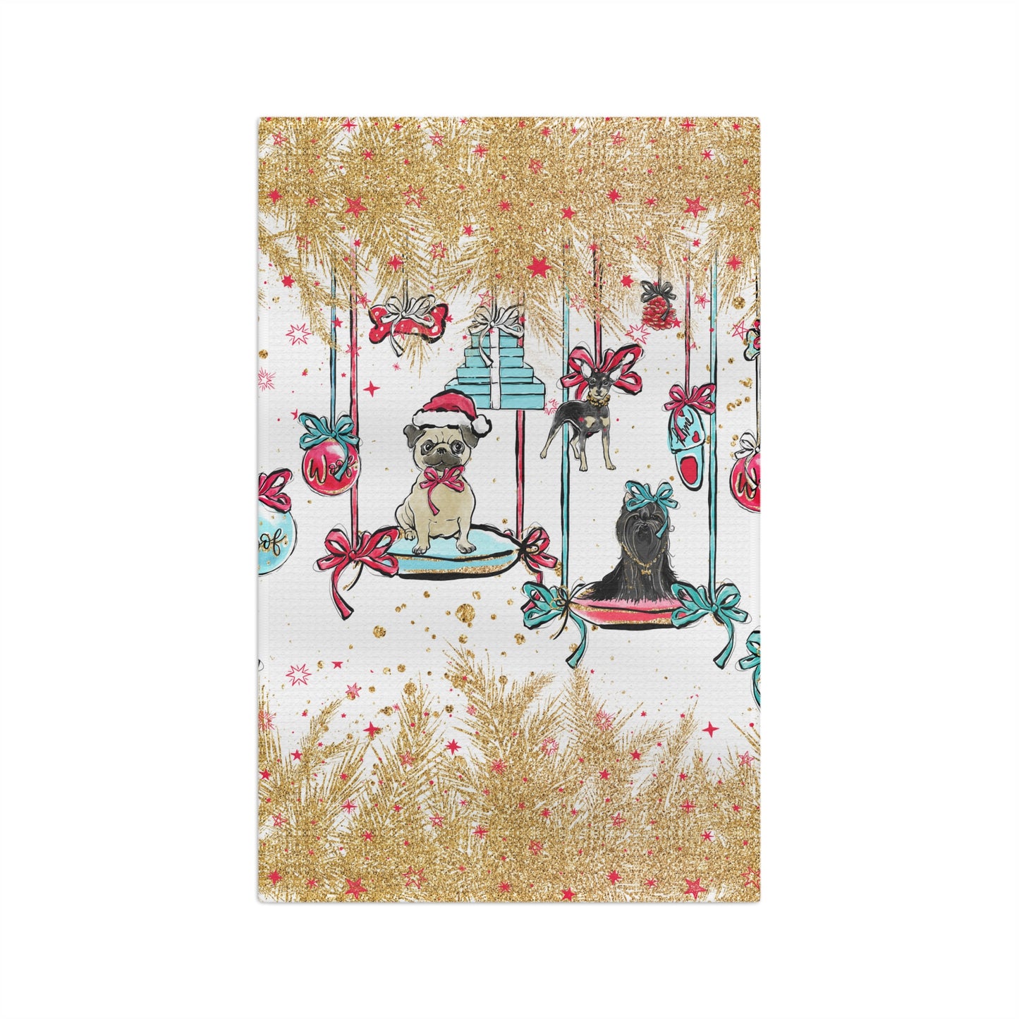 Microfiber Tea Towel Doggie Christmas