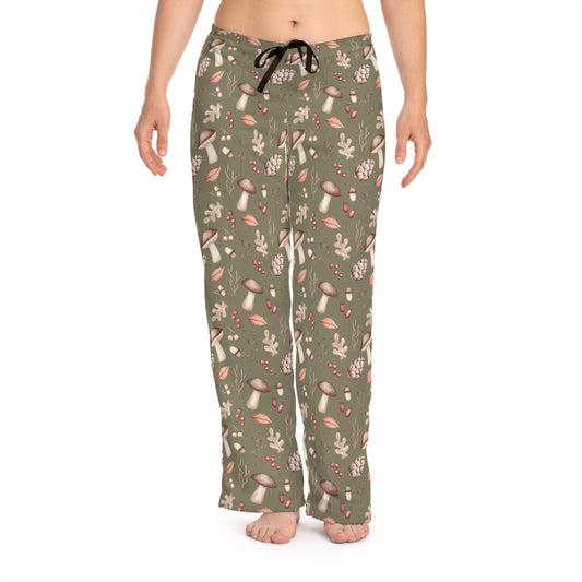 Women's Pyjama Pants, Mushrooms and Acorns, Sleepwear Bottoms