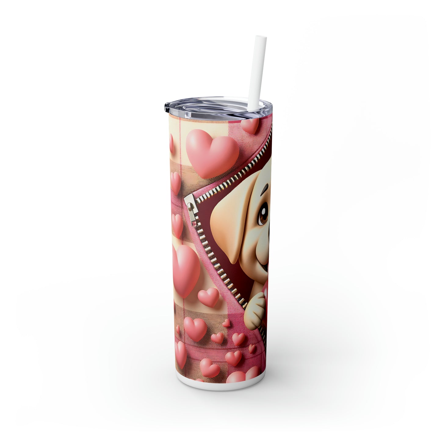 Skinny Tumbler with Straw, 20oz, Dog, Valentines Day, awd-1131