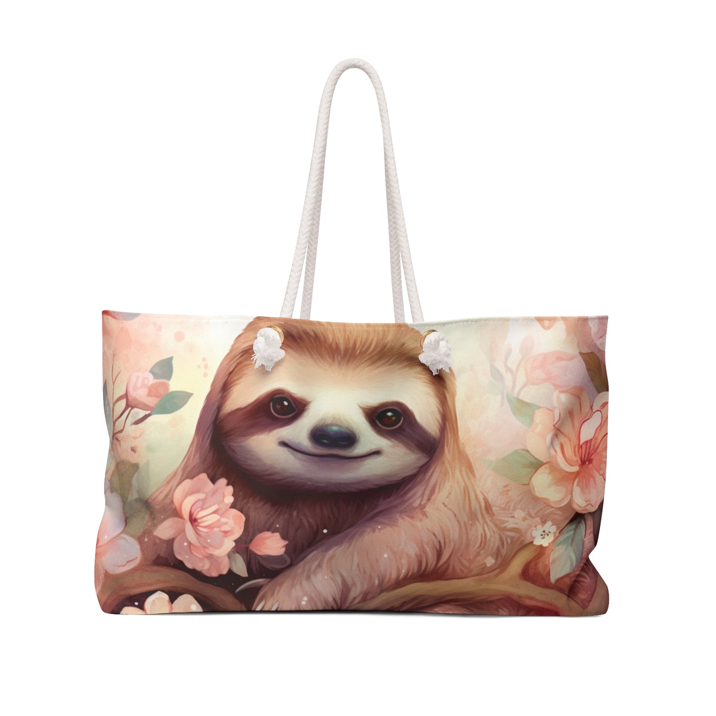 Personalised/Non-Personalised Weekender Bag, Sloth, Large Weekender Bag, Beach Bag, Book Bag