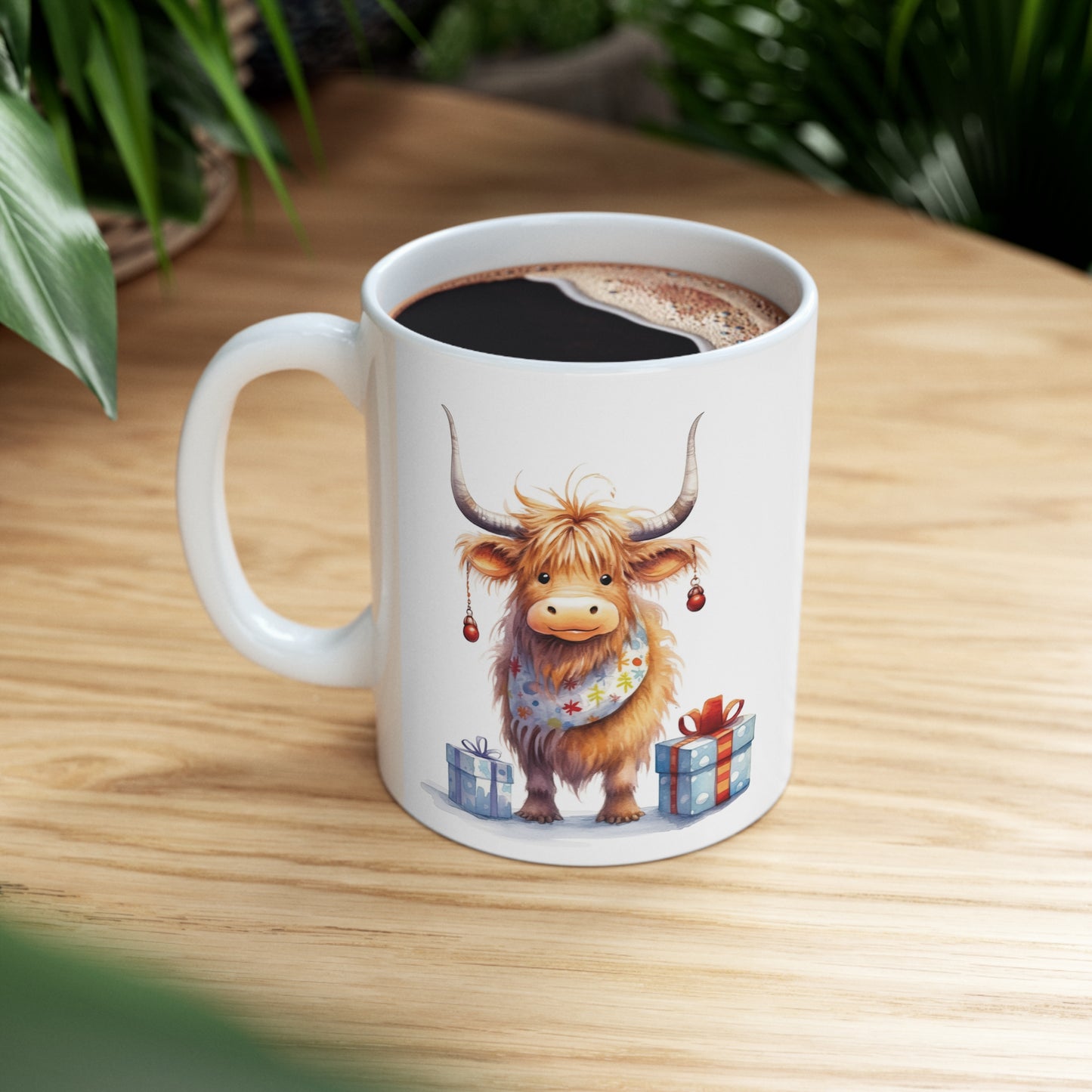 Personalised/Non Personalised Highland Cow, Ceramic Mug 11oz, Highland Cow Mug