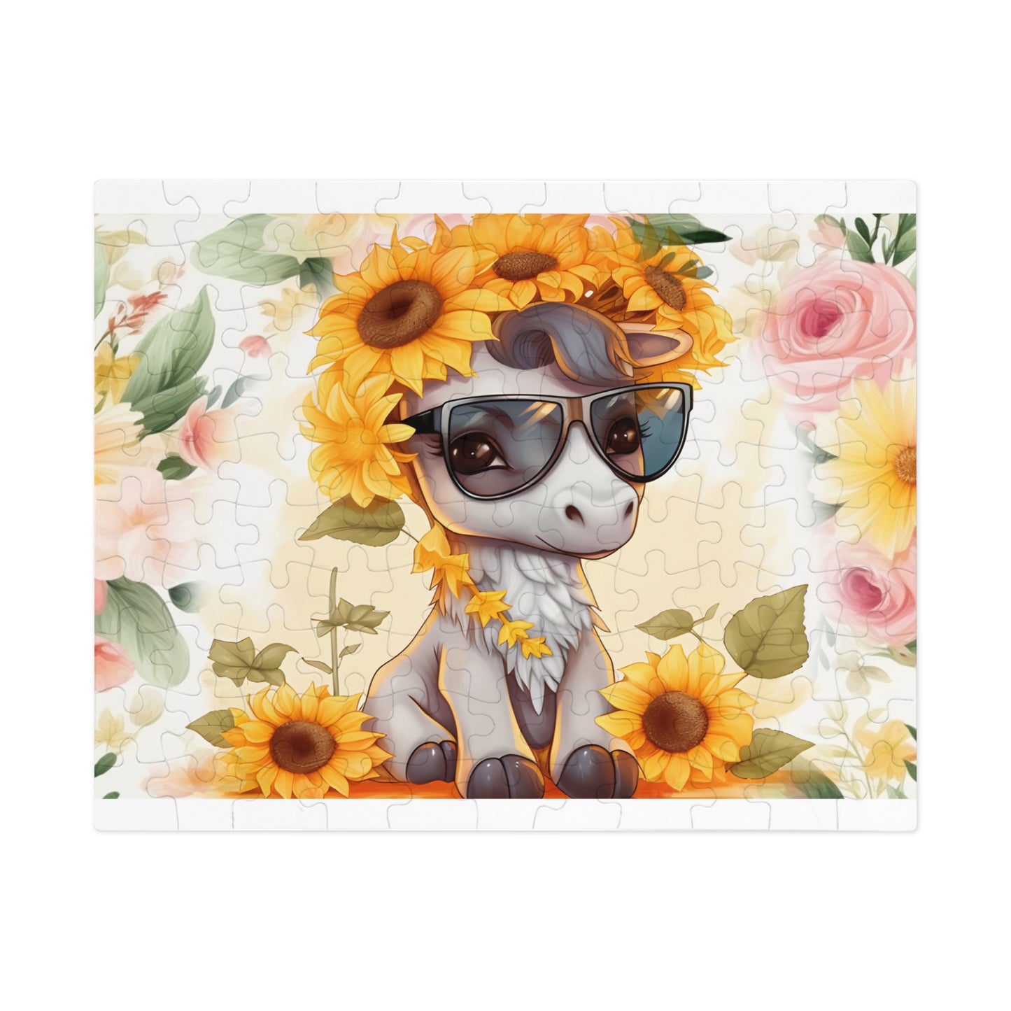 Puzzle, Donkey, Sunflowers, Personalised/Non-Personalised (30, 110, 252, 500,1000-Piece) awd-655