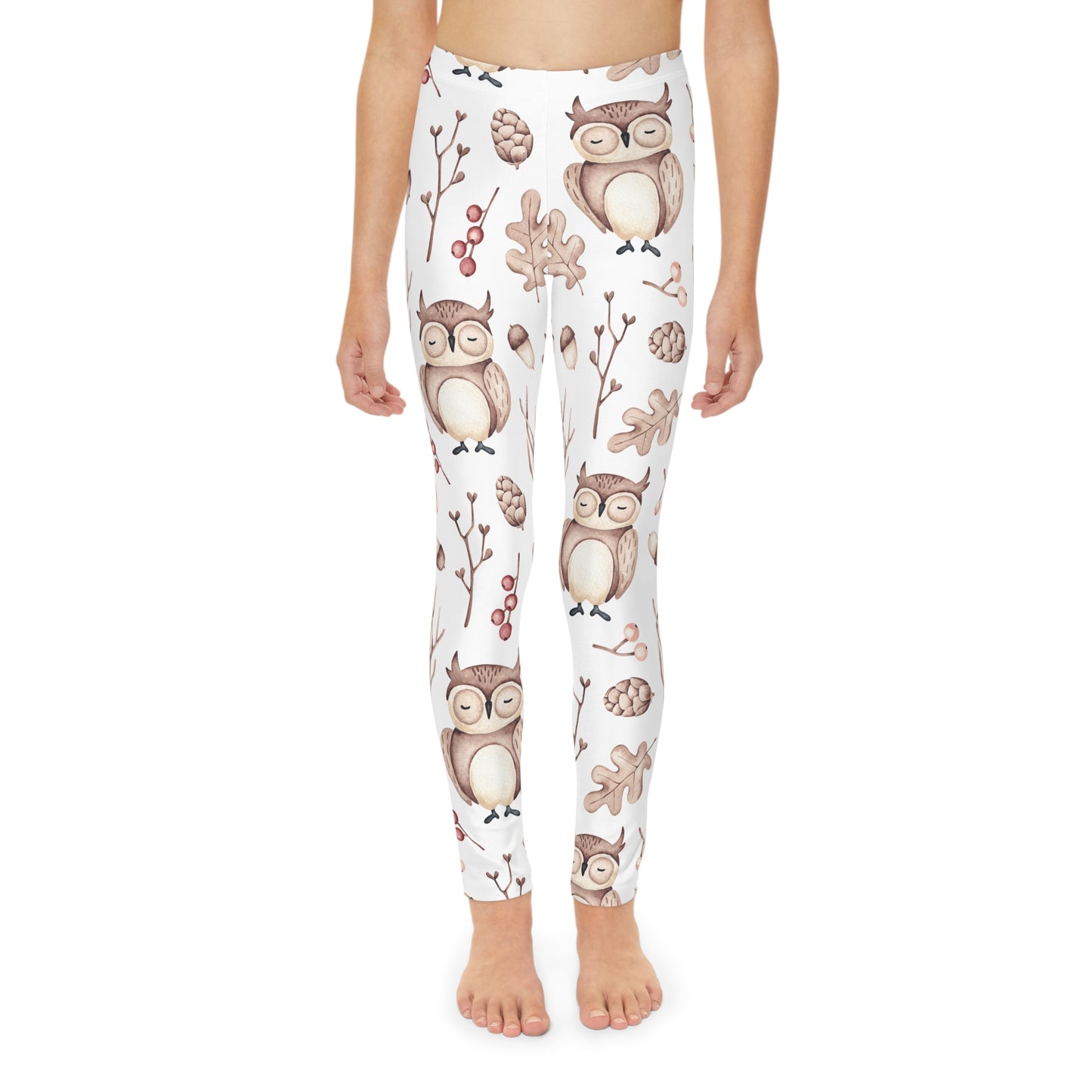 Youth Full-Length Leggings, Owl Design - Kids Leggings