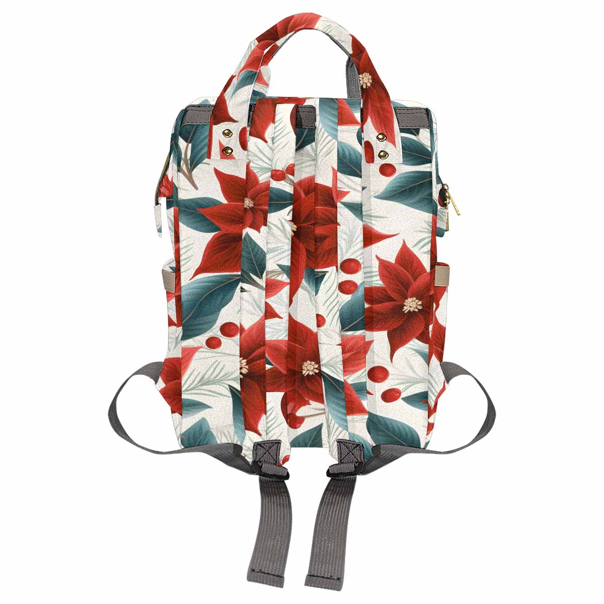 Christmas Red Poinsettia Diaper Bag Backpack