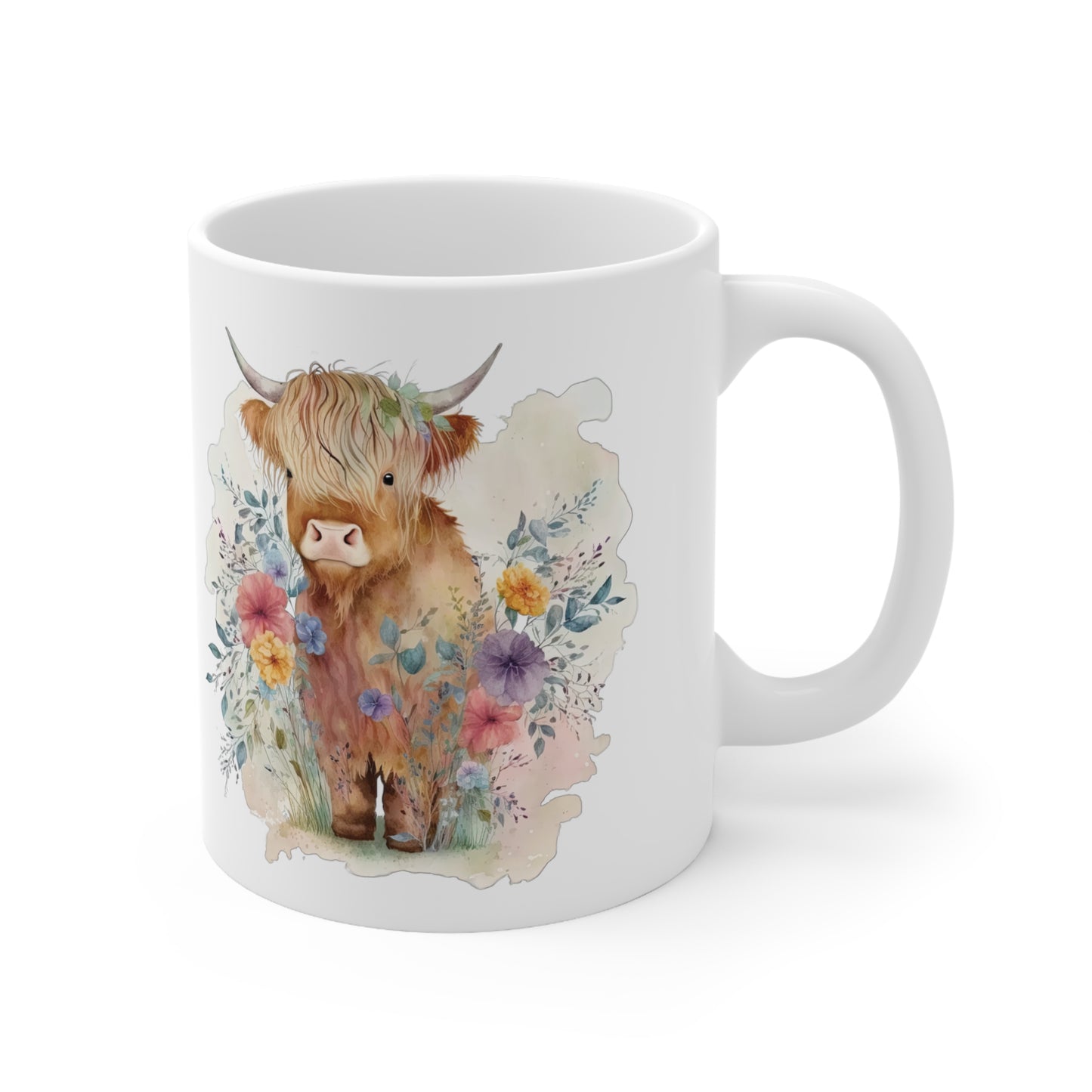 Personalised/Non Personalised Highland Cow, Ceramic Mug 11oz, Highland Cow Mug