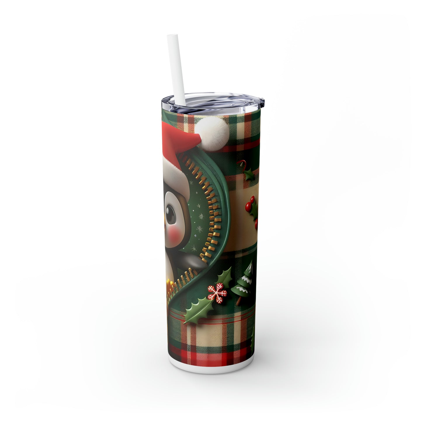 Skinny Tumbler with Straw, 20oz, Penguin