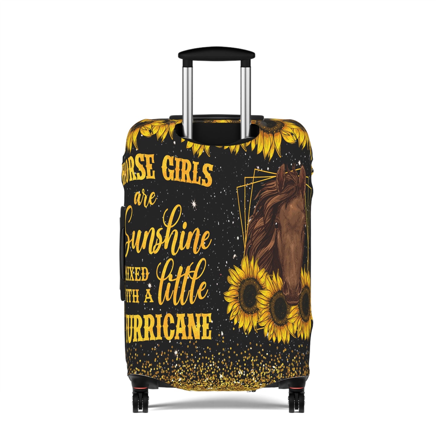 Luggage Cover, Sunflowers, Horse, Horse Girls are Sunshine mixed with a little Hurricane , awd-1687