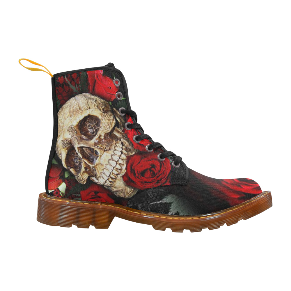 Skull with Flower Martin Boots For Women Model 1203H