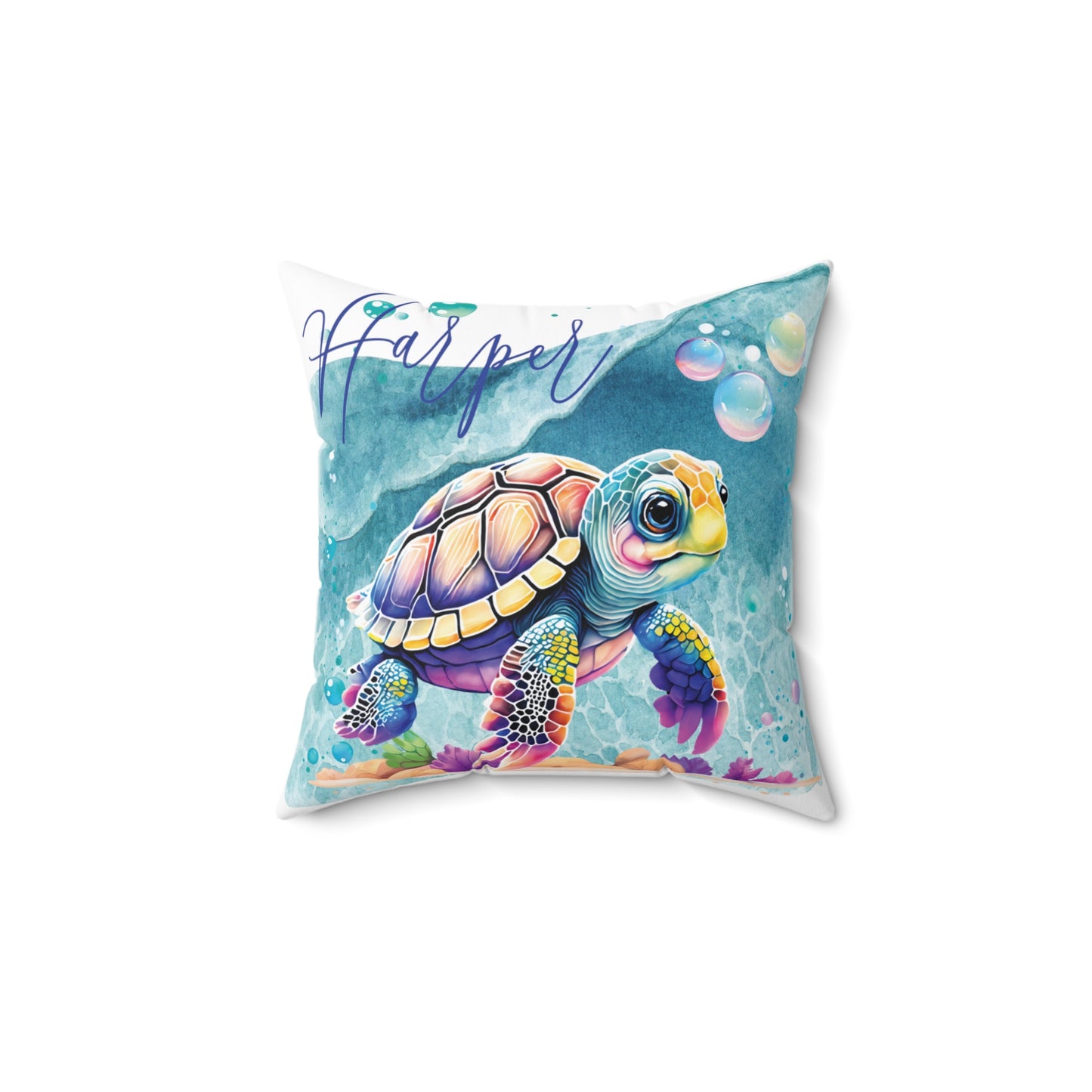 Personalised Turtle Polyester Square Cushion, Turtle cushion