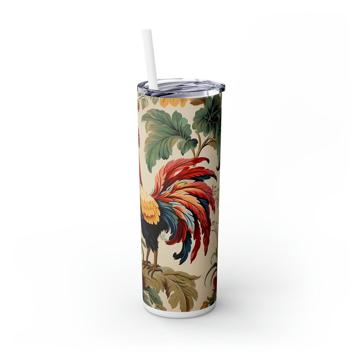 Skinny Tumbler with Straw, 20oz, Rooster