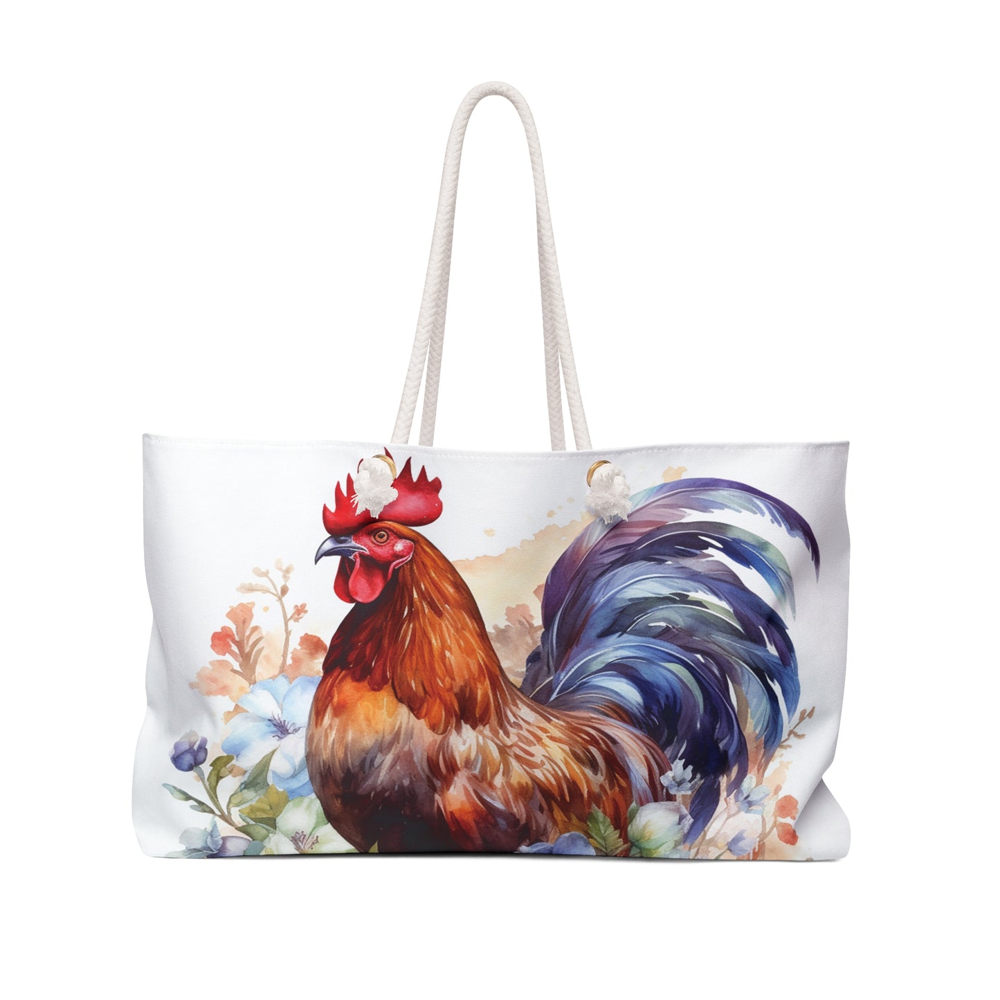 Personalised/Non-Personalised Weekender Bag, Chicken/Rooster, Large Weekender Bag, Beach Bag, Book Bag