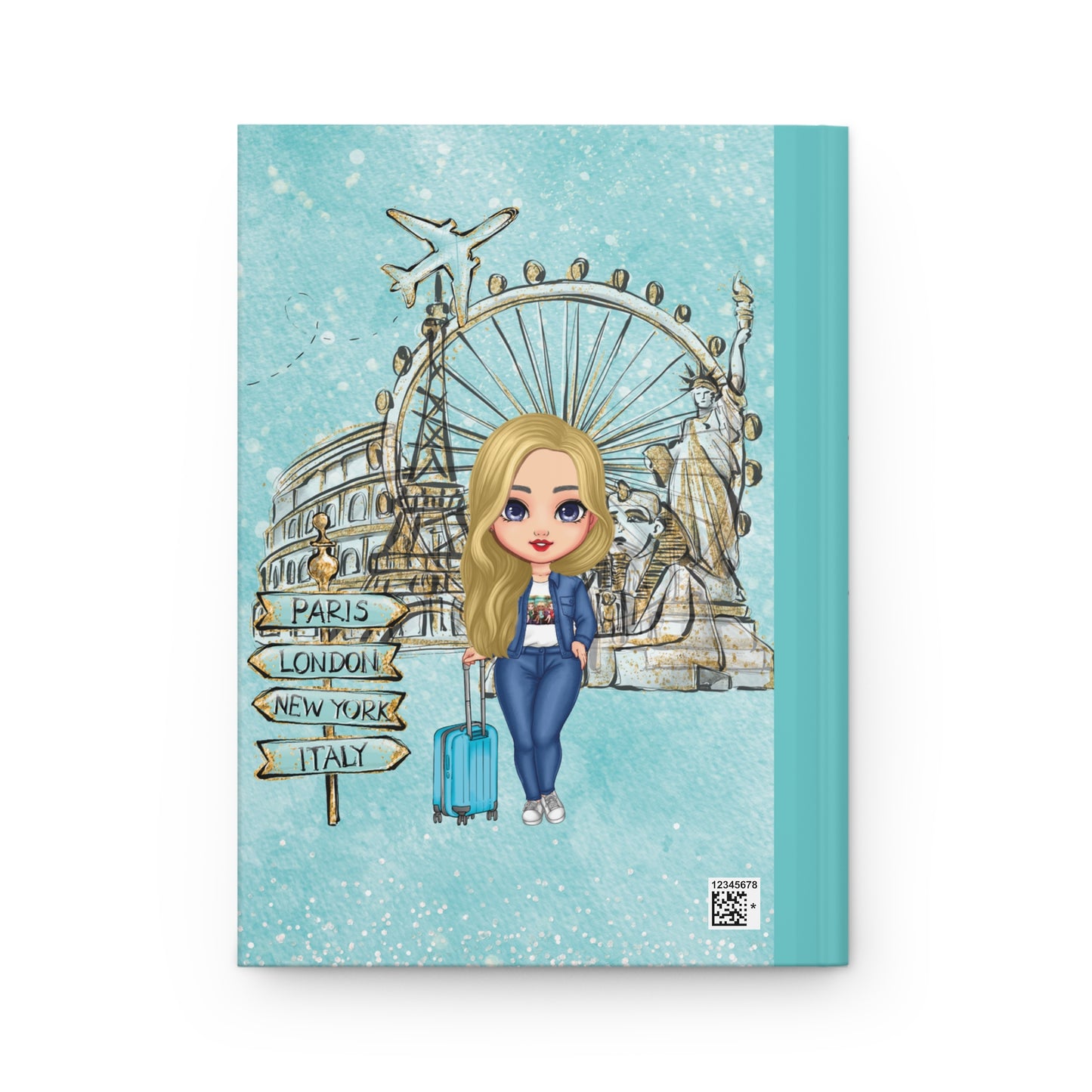 Personalised Hardcover Journal Matte, Just a Girl who loves travelling, Blonde Hair