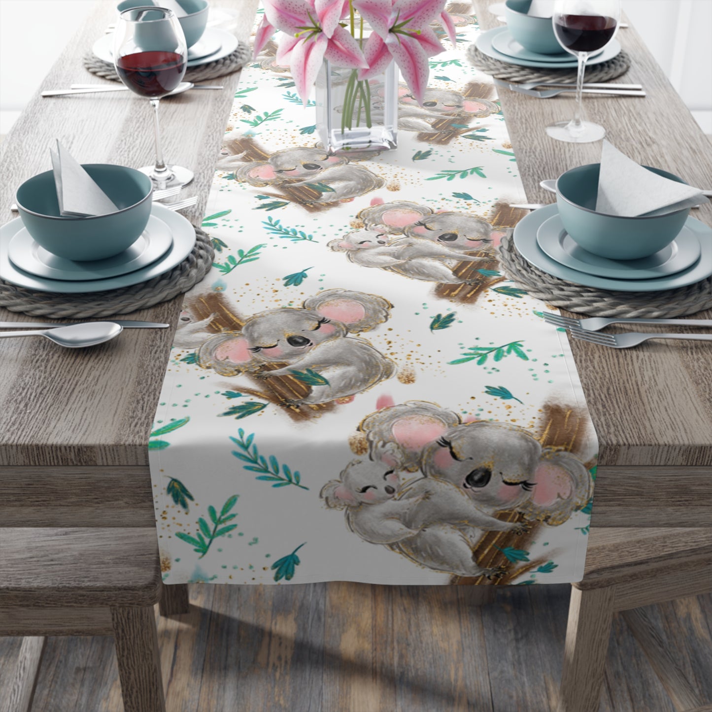 Australian Koala Table Runner, Cotton Twill and Poly Available