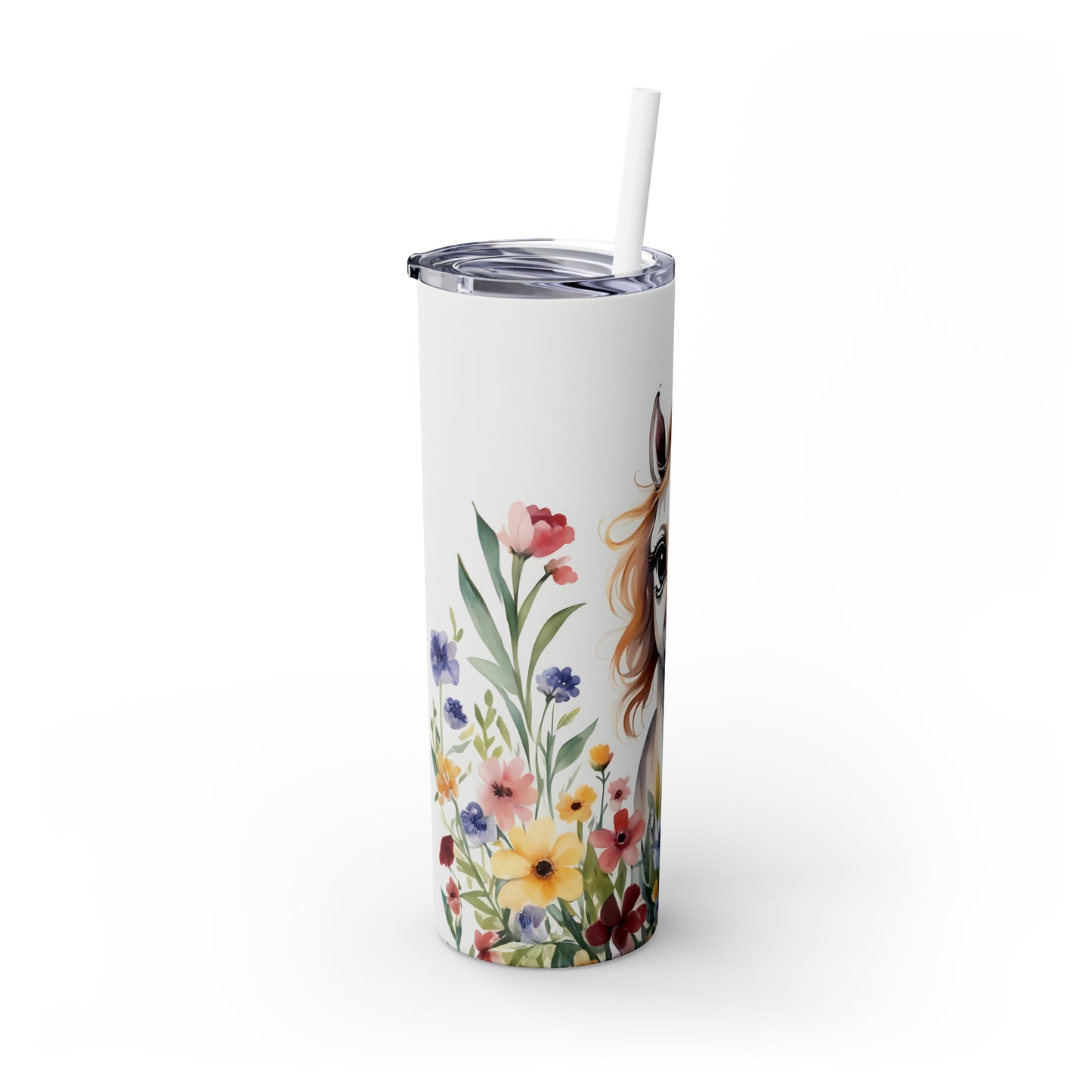 Skinny Tumbler with Straw, 20oz Horse, awd-304