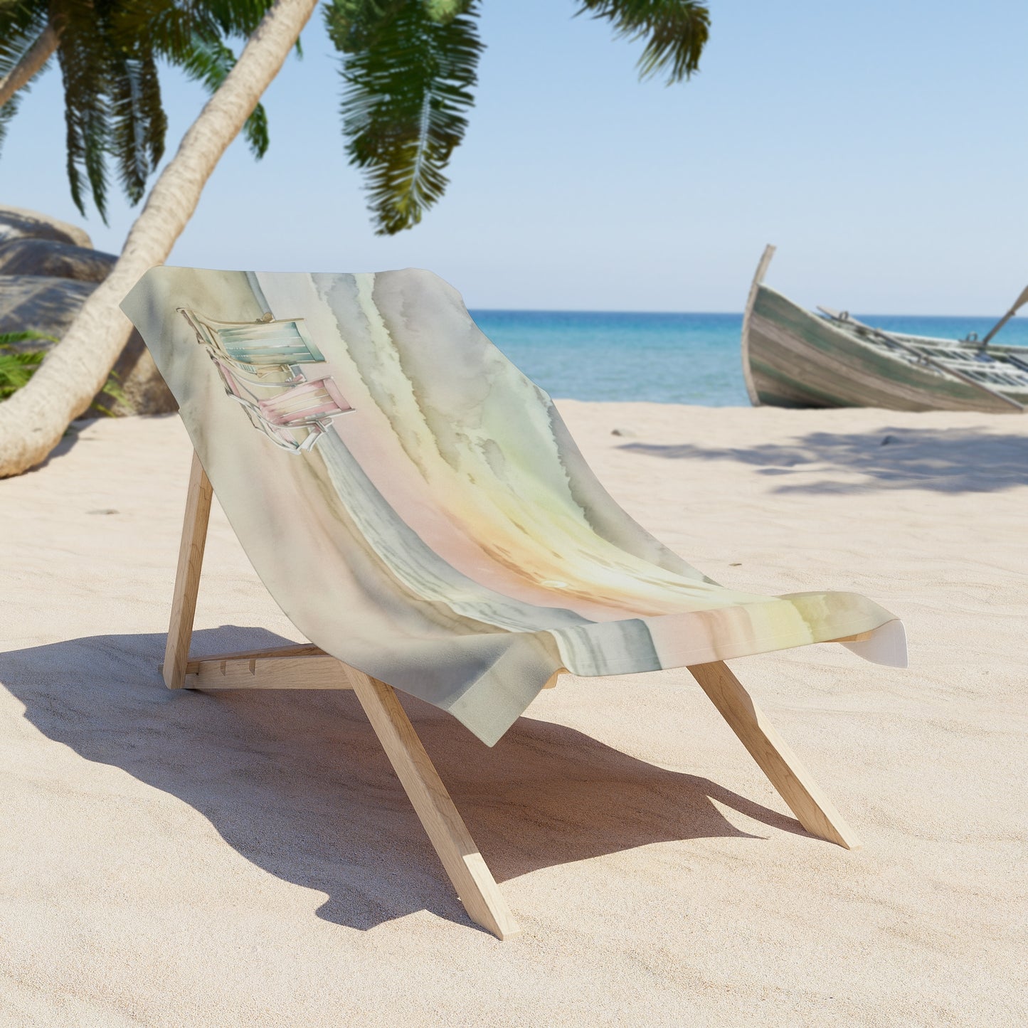 Beach Towel, Beach Scene, Polycotton Towel, 2 sizes Available