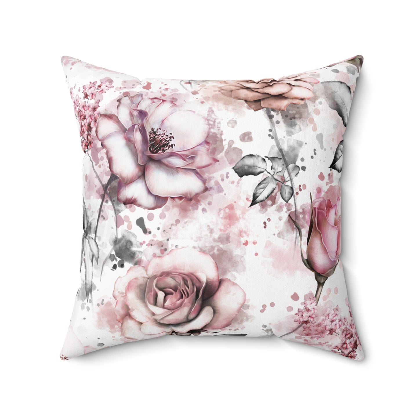 Spun Polyester Square Pillow, Floral Cushion