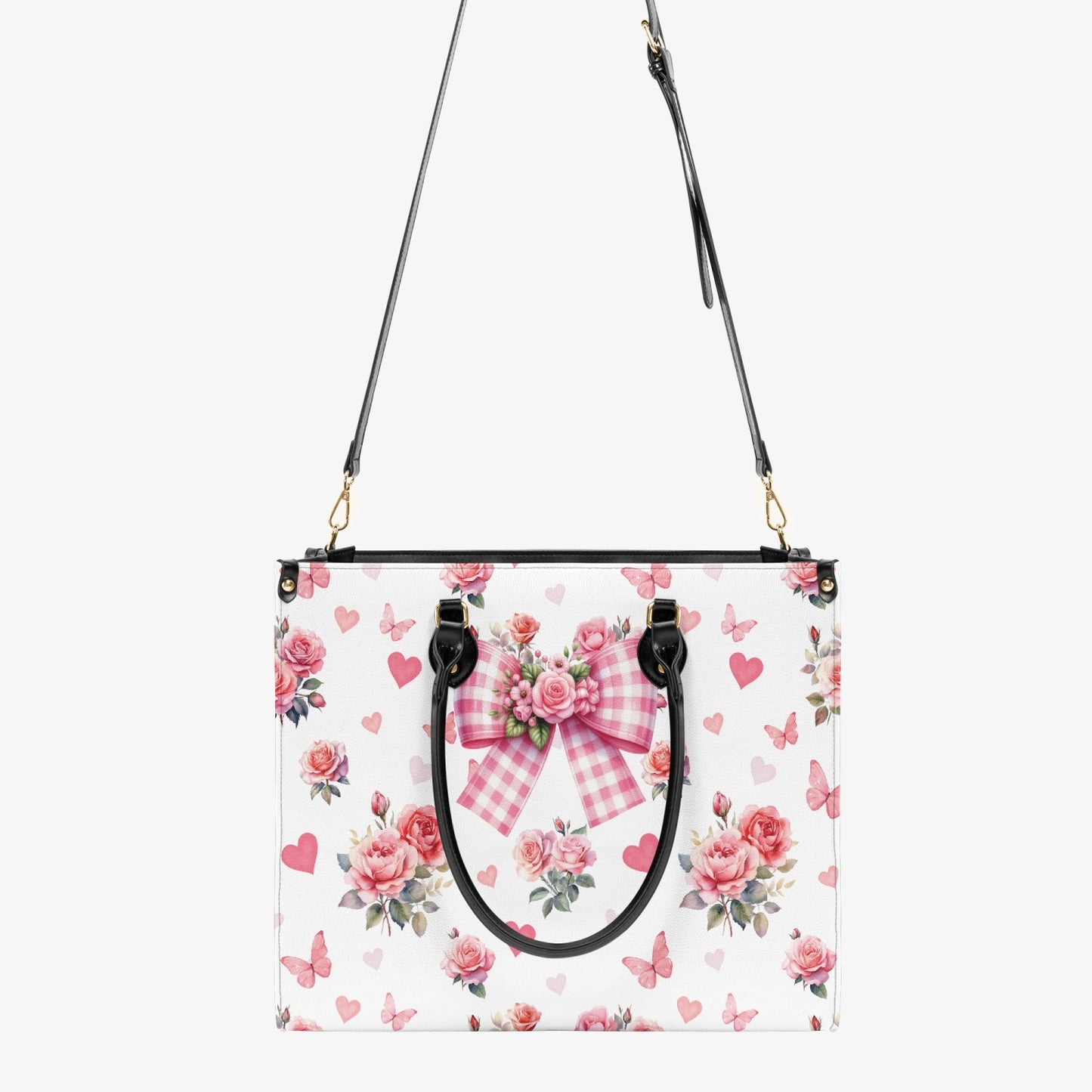 Women's Tote Bag - Rockabilly - Butterfly Hearts and Roses