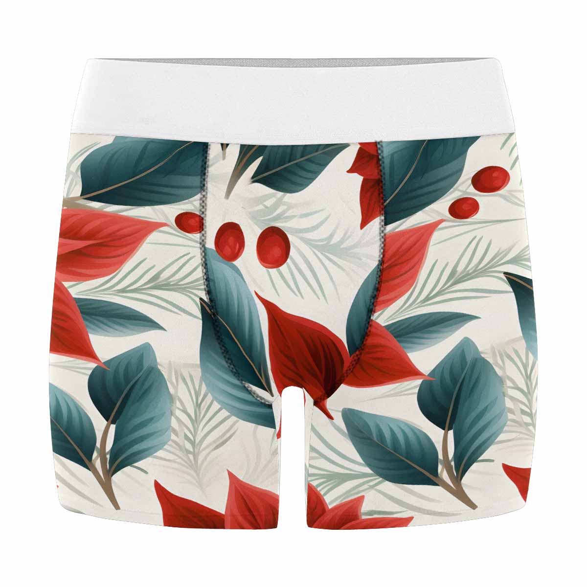 Christmas Red Poinsettia  Men's All Over Print Boxer Briefs (Made In AUS)