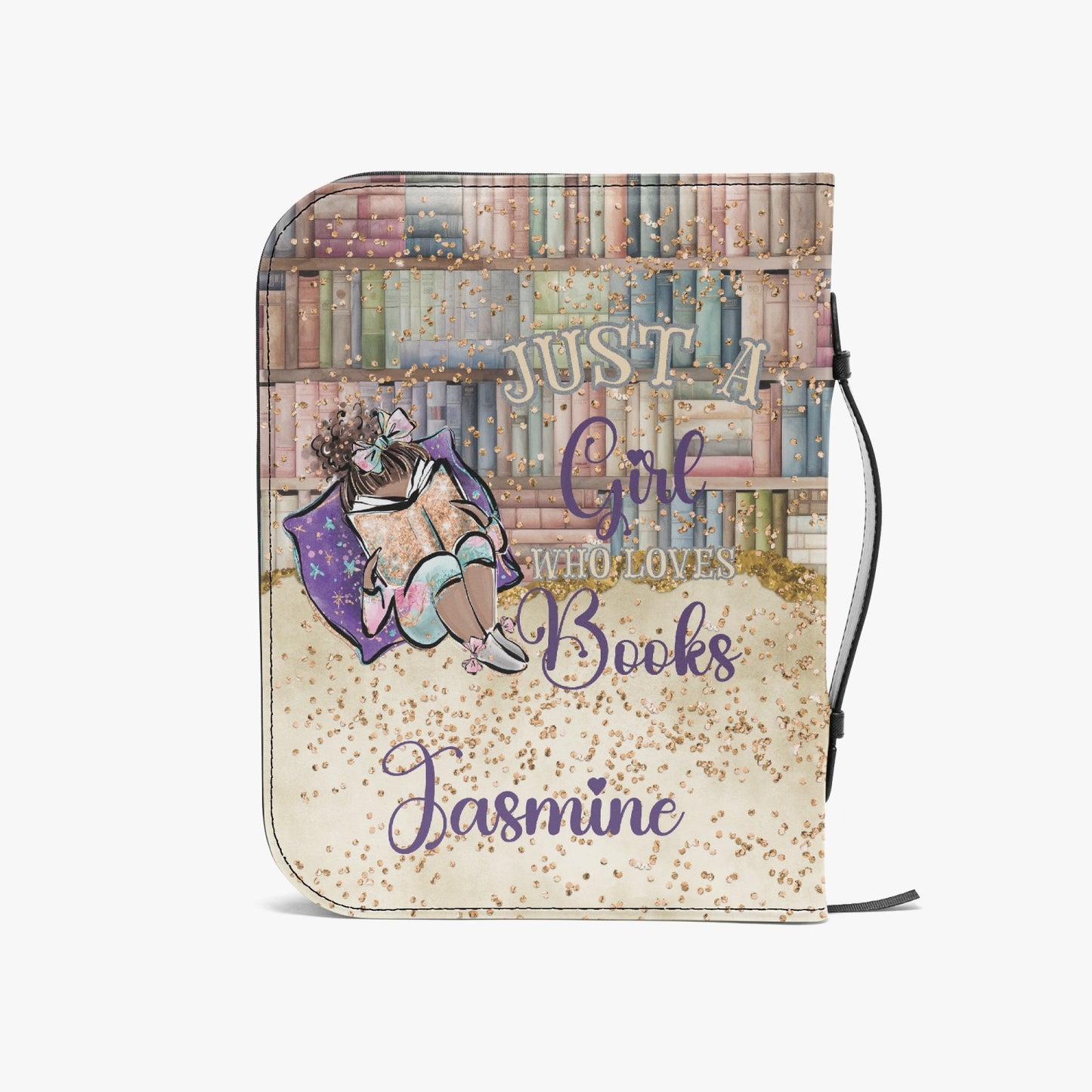 Book Cover/Bible Cover, Just a Girl who Loves Books, Brunette Hair, Olive Skin