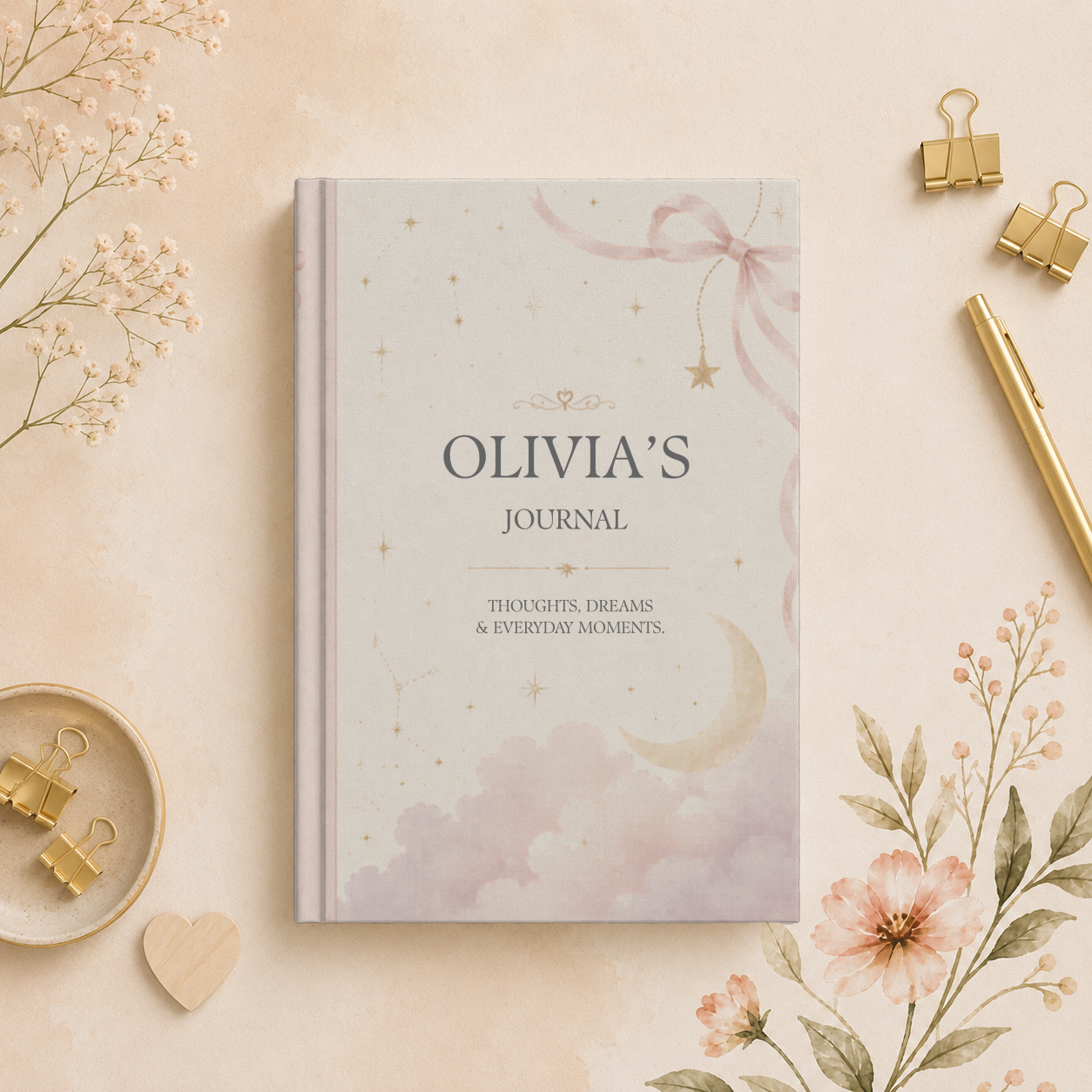 Personalized Hardcover Journal, Customizable Diary, Thoughtful Gift, Dream Notebook, Matte Finish, Creative Writing, Artistic Design