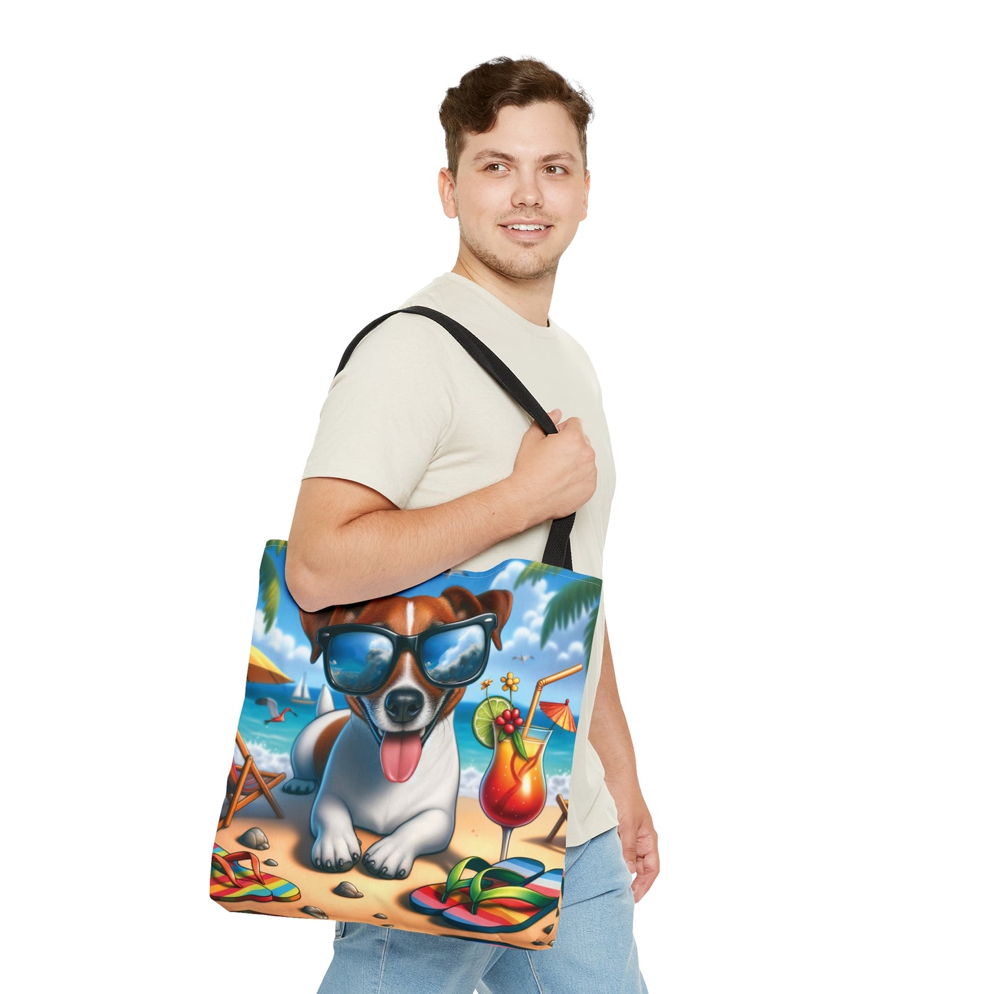 Tote Bag, Dog on Beach, Jack Russel, Tote bag, awd-1218