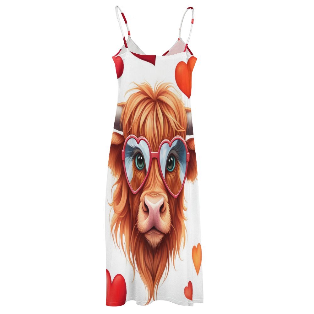 Highland Cow Spaghetti Strap Ankle-Length Dress Long dress