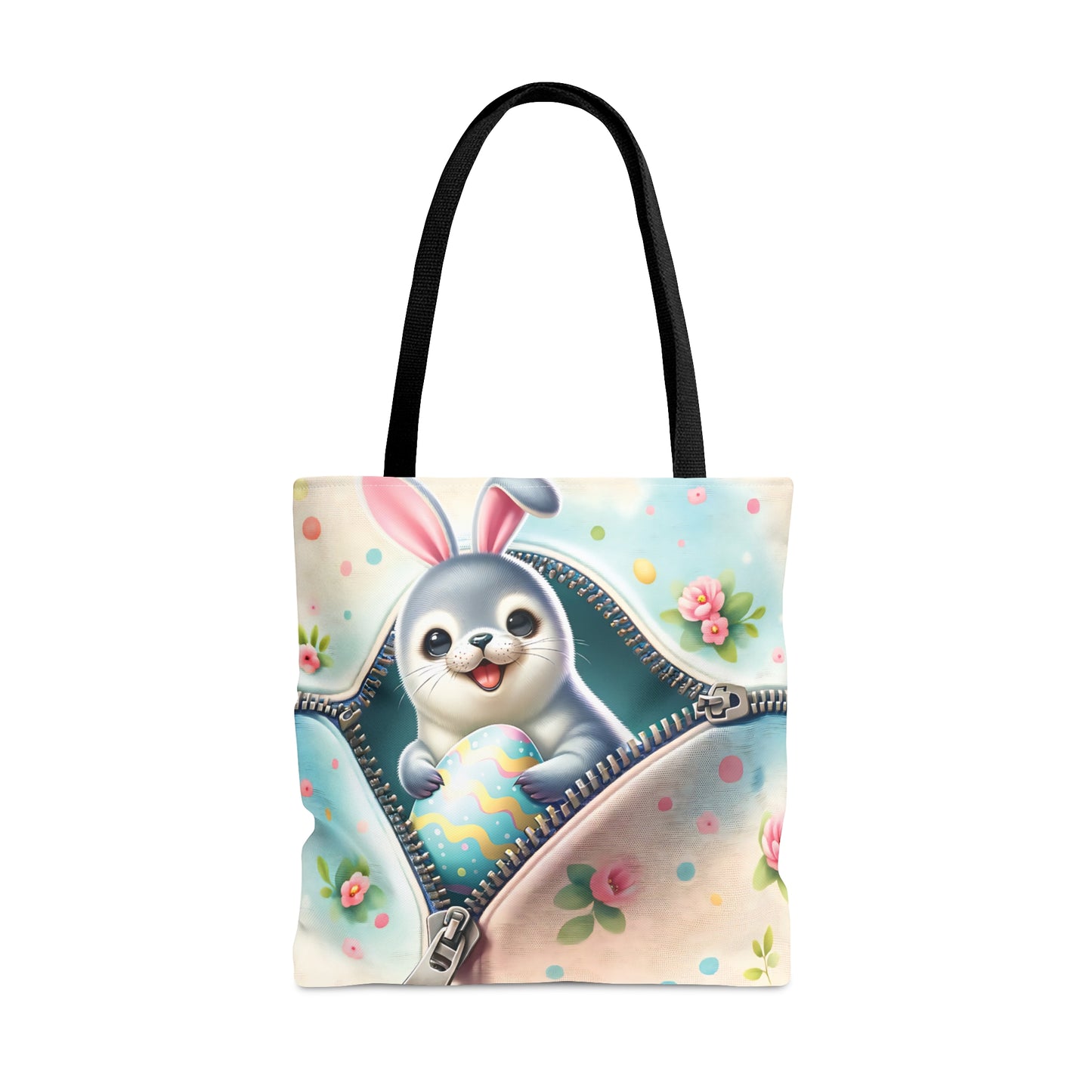 Tote Bag, Easter, Cute Seal with bunny ears, Personalised/Non-Personalised Tote bag