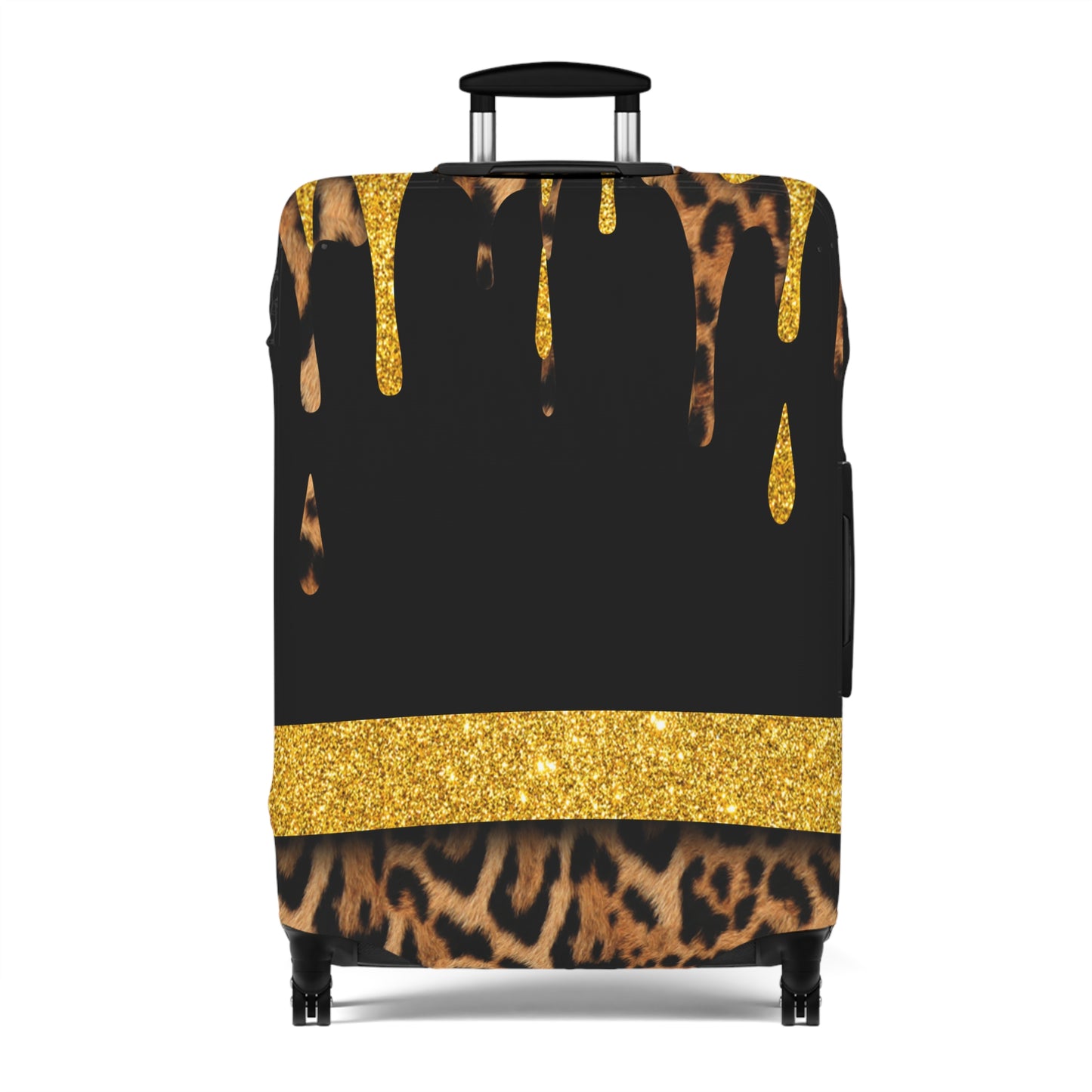 Luggage Cover, Black and Gold Leopard Print, awd-3108