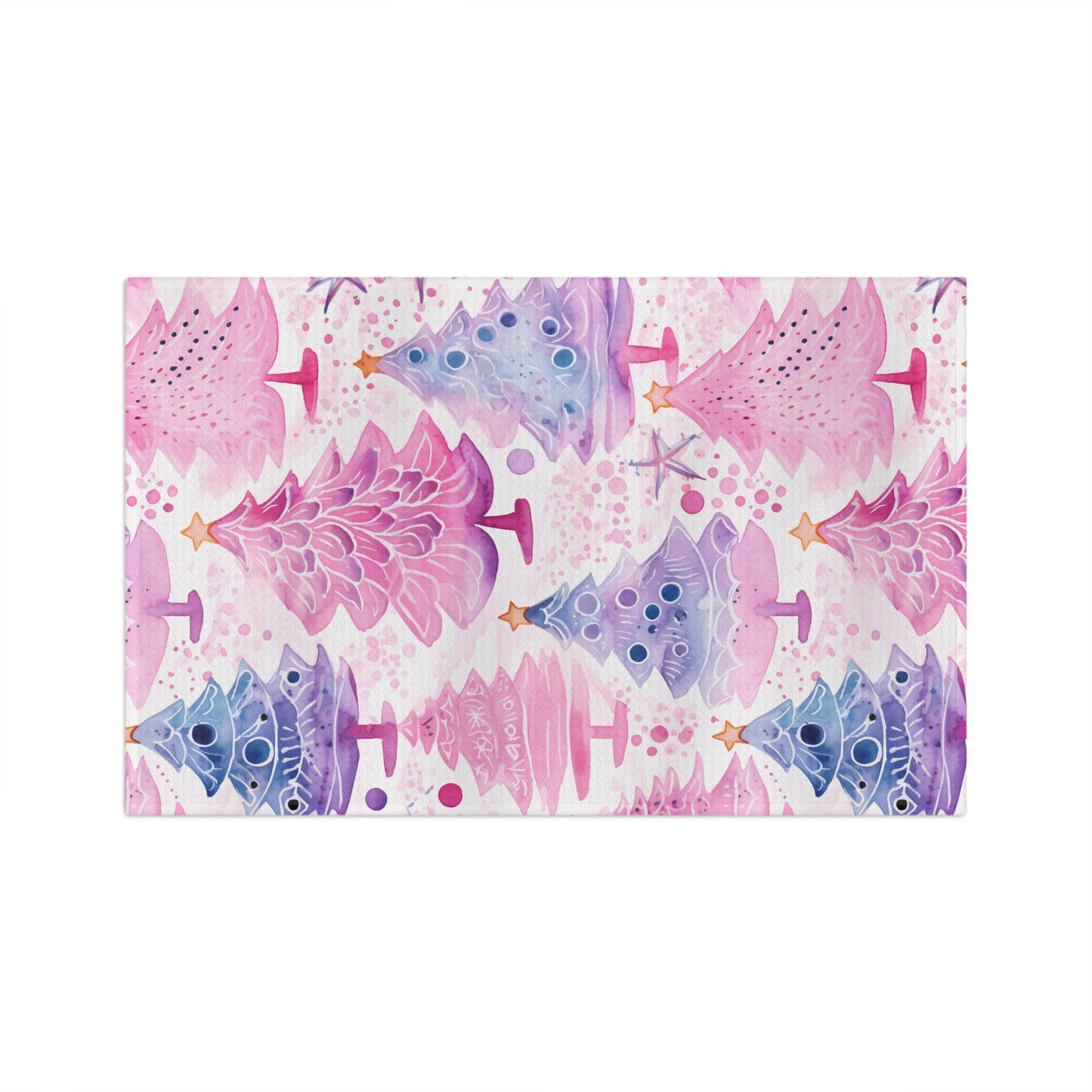 Microfiber Tea Towel, Pink Christmas Trees