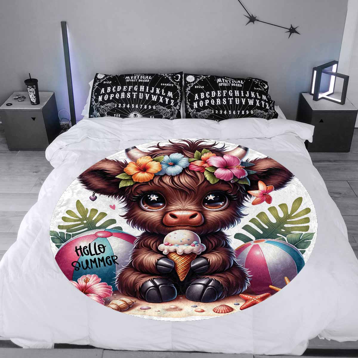 Highland Cow Awd35111  Circular Micro Fleece Blanket 47"