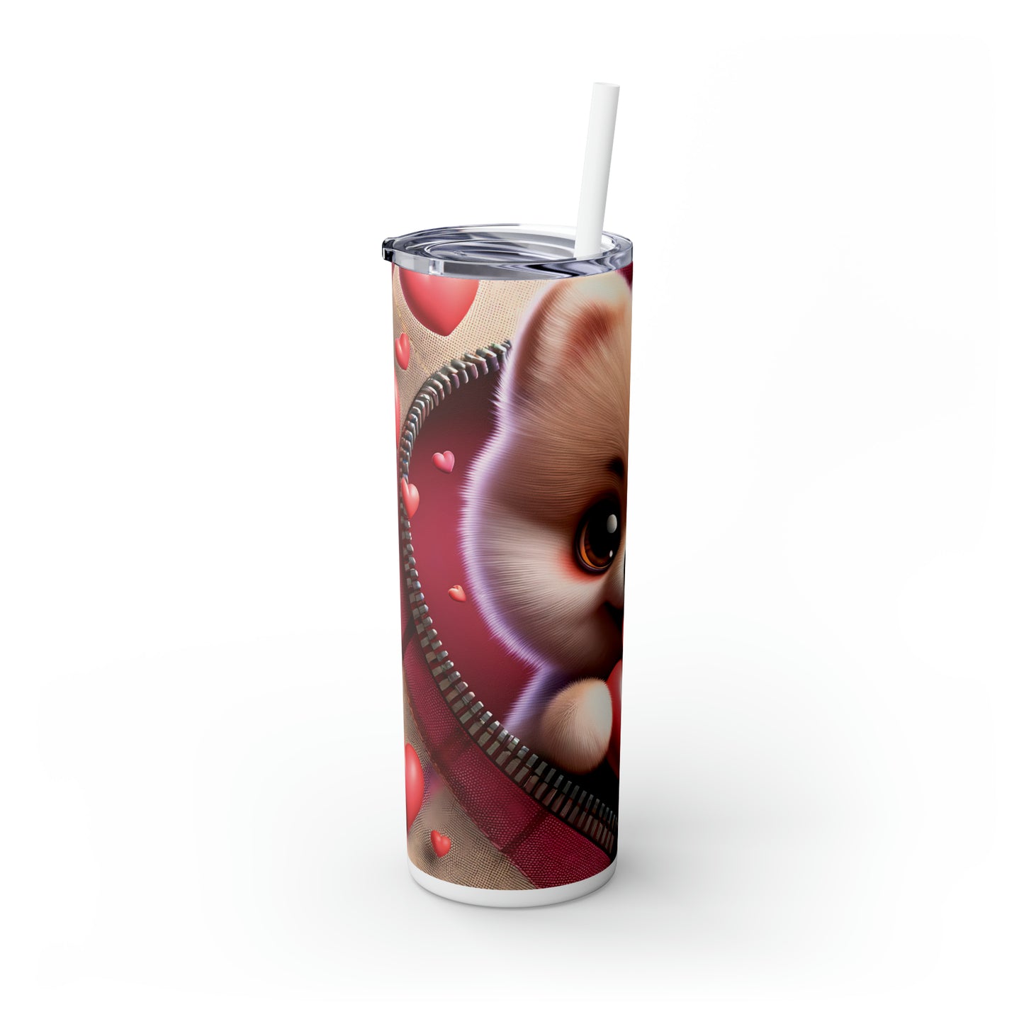 Skinny Tumbler with Straw, 20oz, Dog, Valentines Day, awd-1134