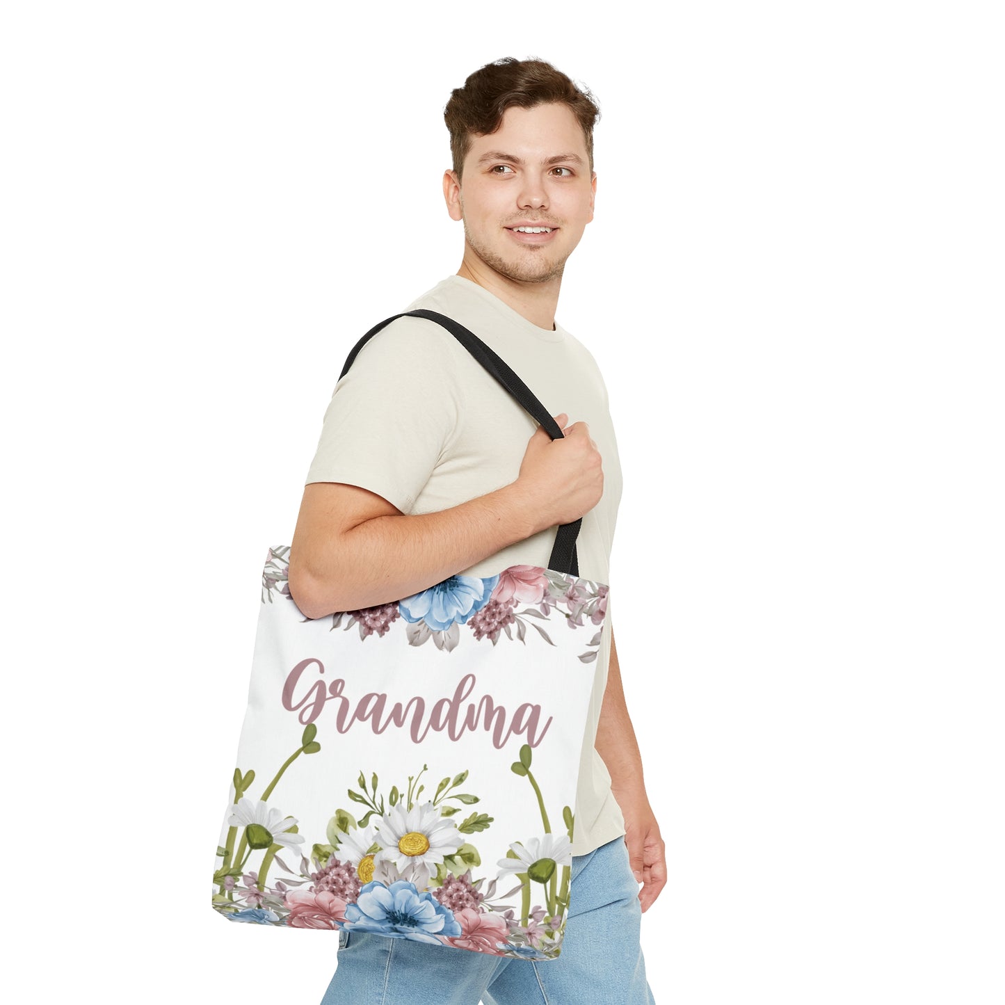 Personalised/Non-Personalised Tote Bag, Floral, Grandma, Tote bag