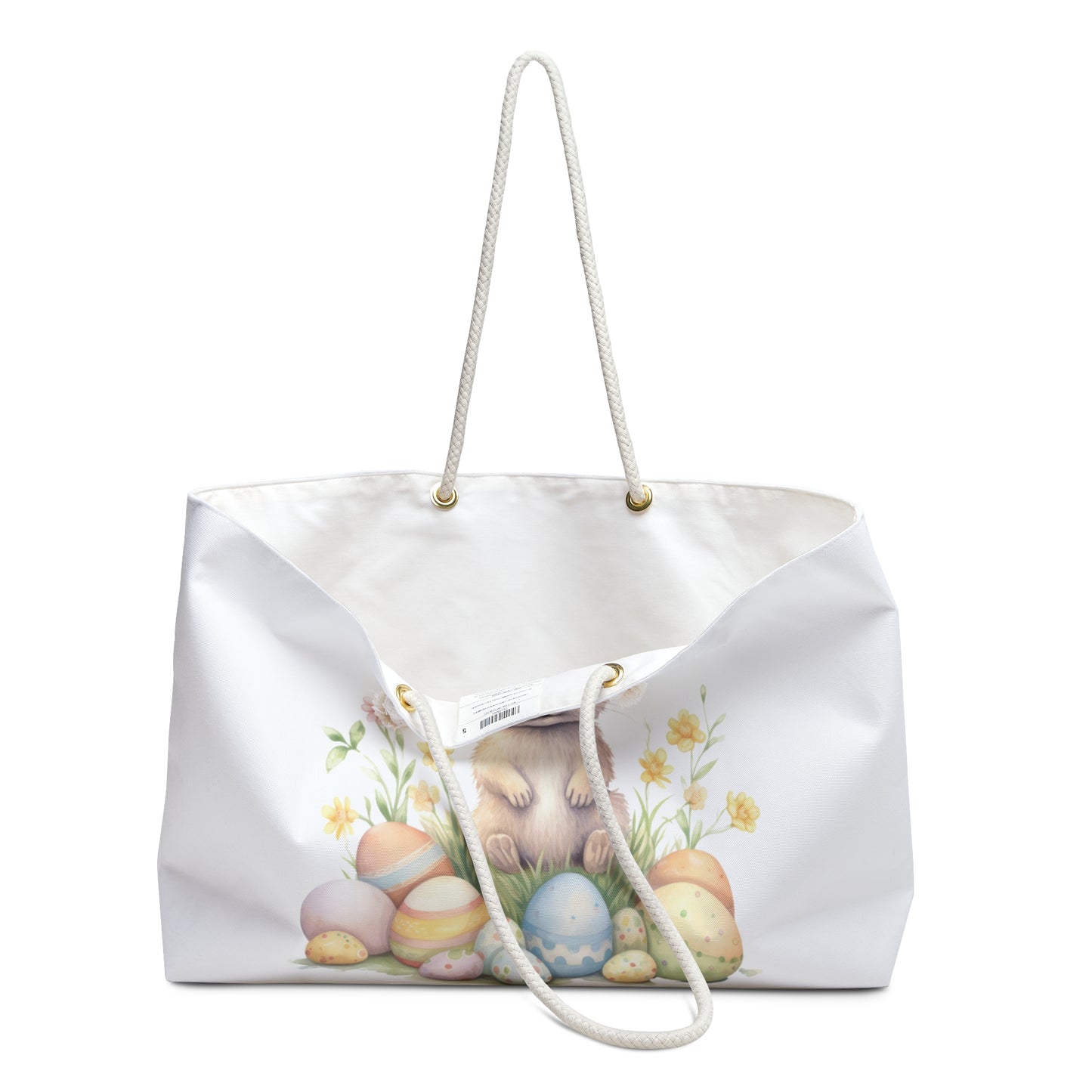 Personalised/Non-Personalised Weekender Bag, Easter Bunny, Rabbit, Large Weekender Bag, Beach Bag, Book Bag