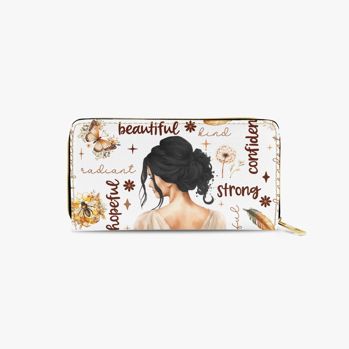 Long Type Zipper Purse - Affirmations - Black Hair