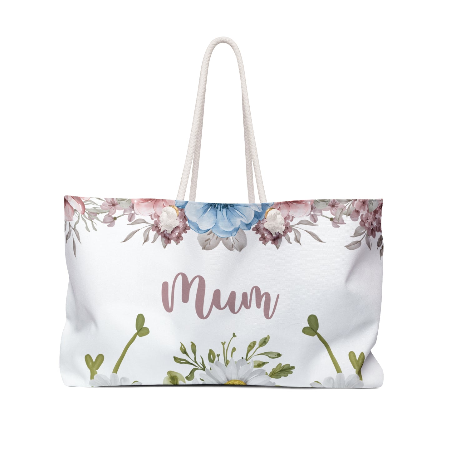 Personalised/Non-Personalised Weekender Bag, Floral, Mum, Large Weekender Bag, Beach Bag, Book Bag