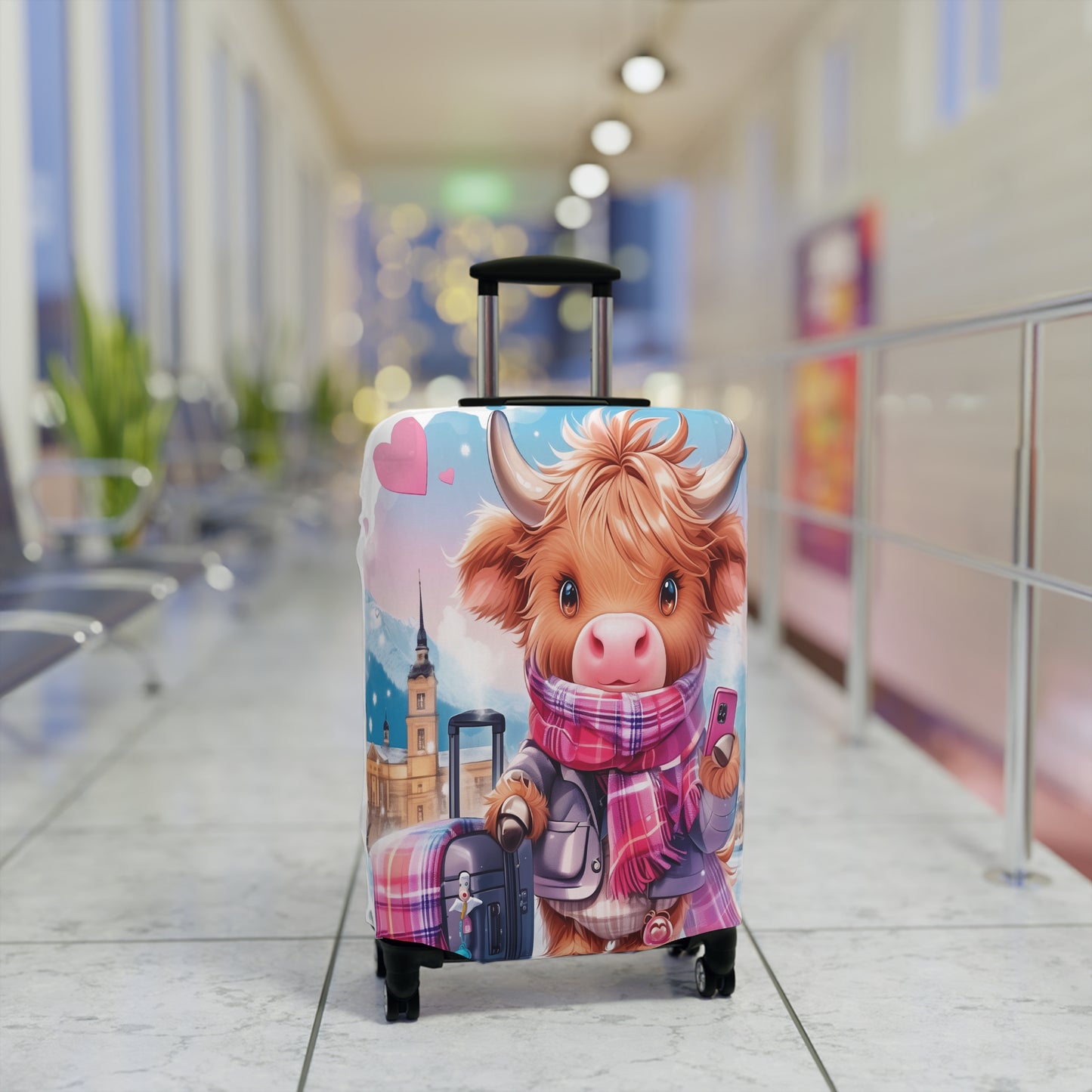 Luggage Cover, Travelling Highland Cow, awd-3023