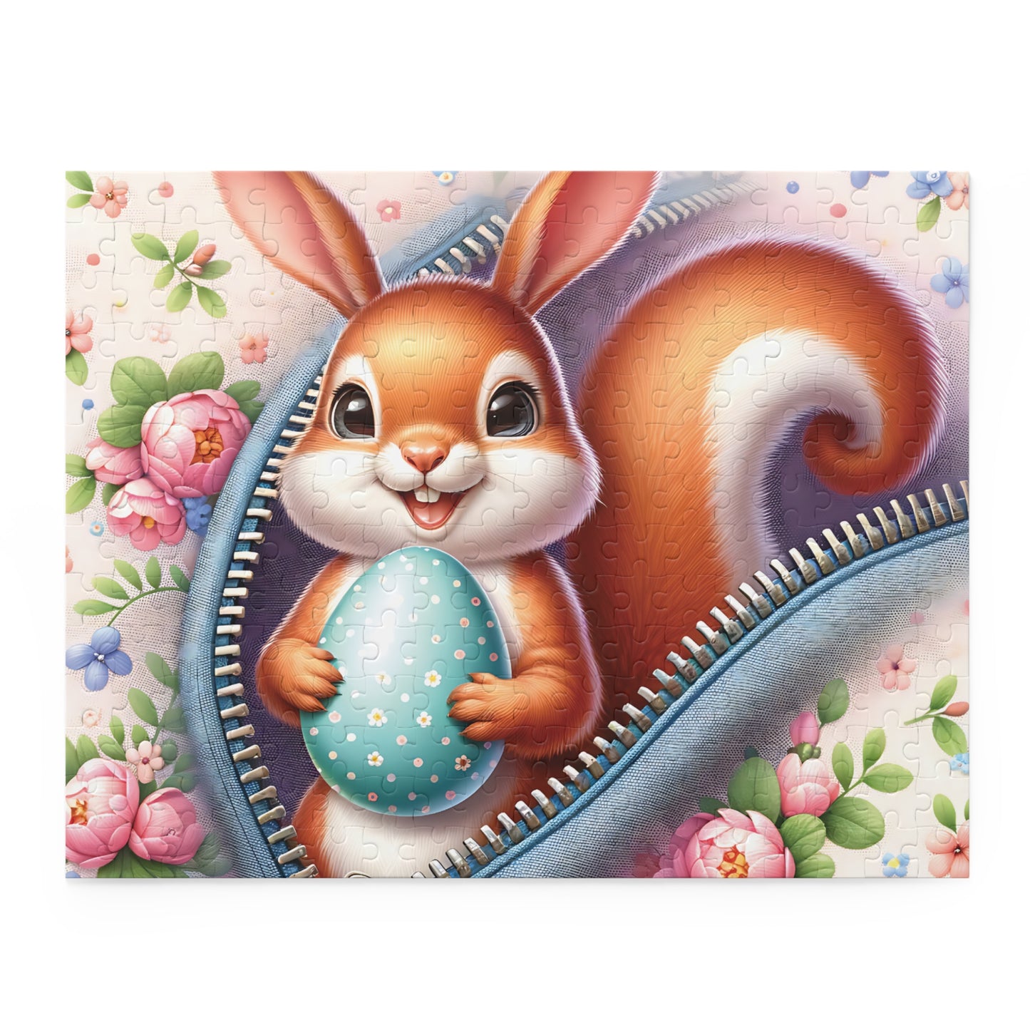 Personalised/Non-Personalised Puzzle, Easter, Squirrel with Bunny ears (120, 252, 500-Piece)