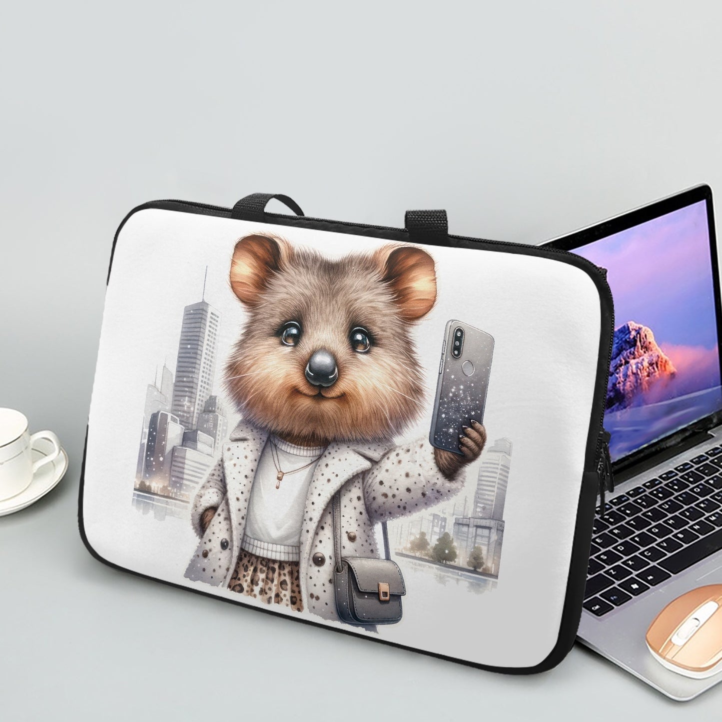 Laptop Sleeve with Handles - Australian Animals - Quokka