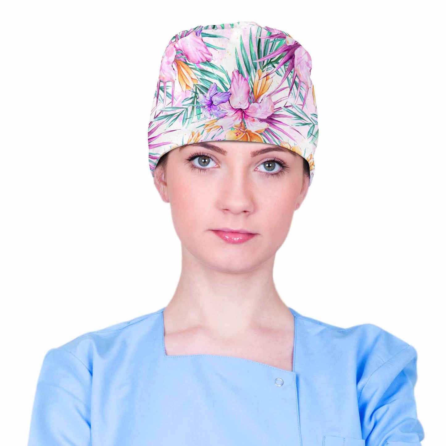 Pink Hibiscus  Scrub Cap